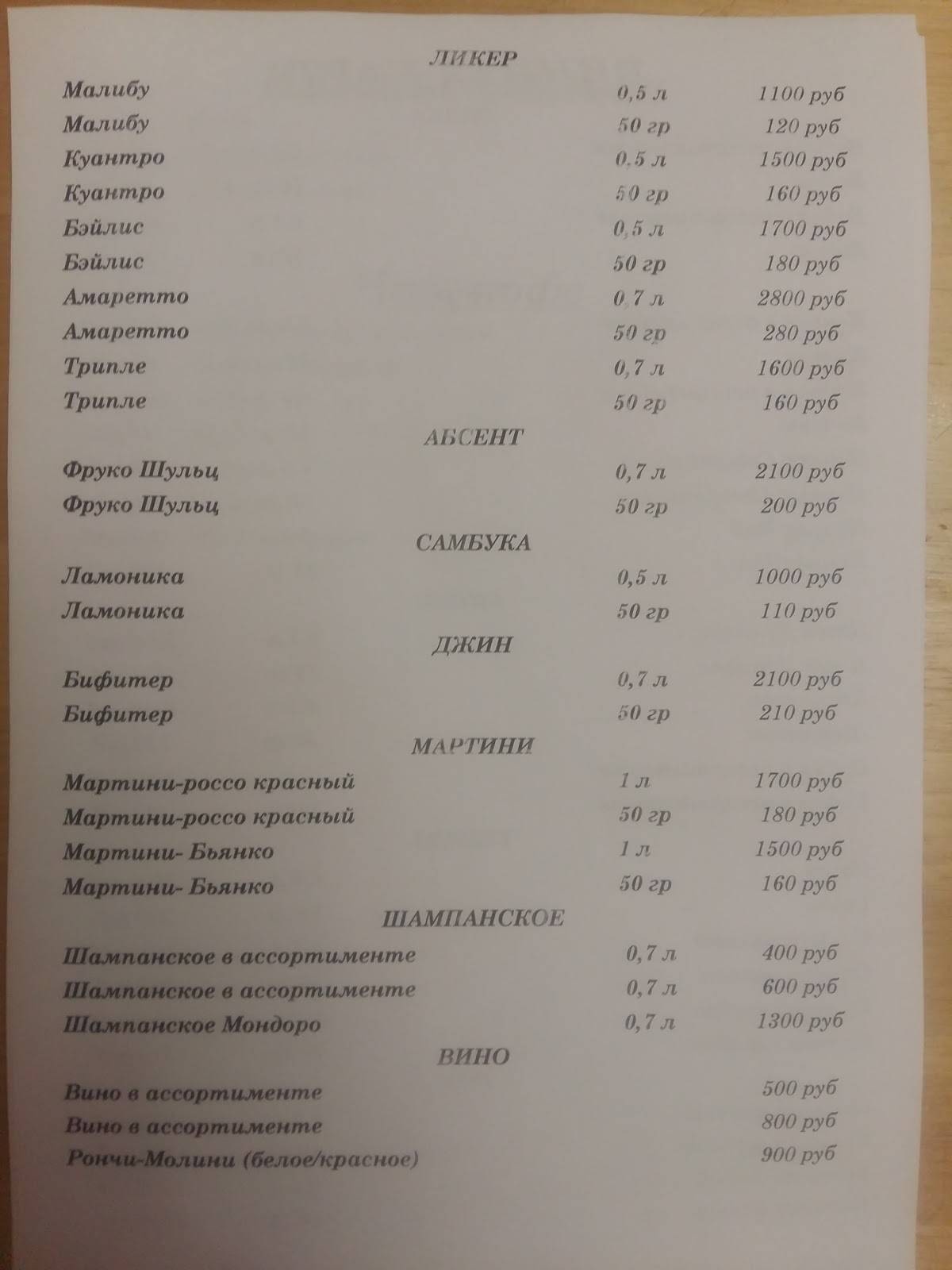 Рай меню