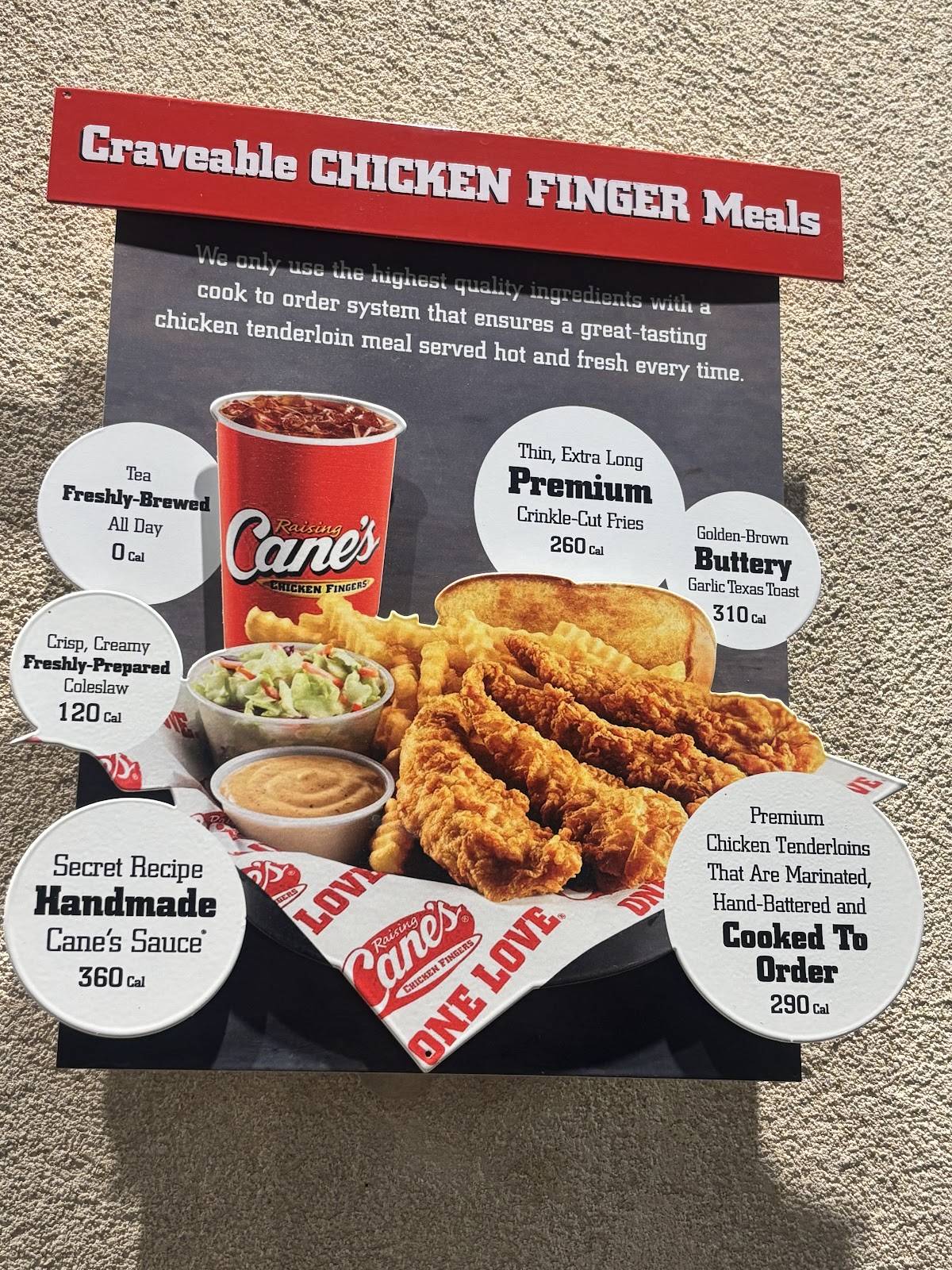 Raising Cane's меню