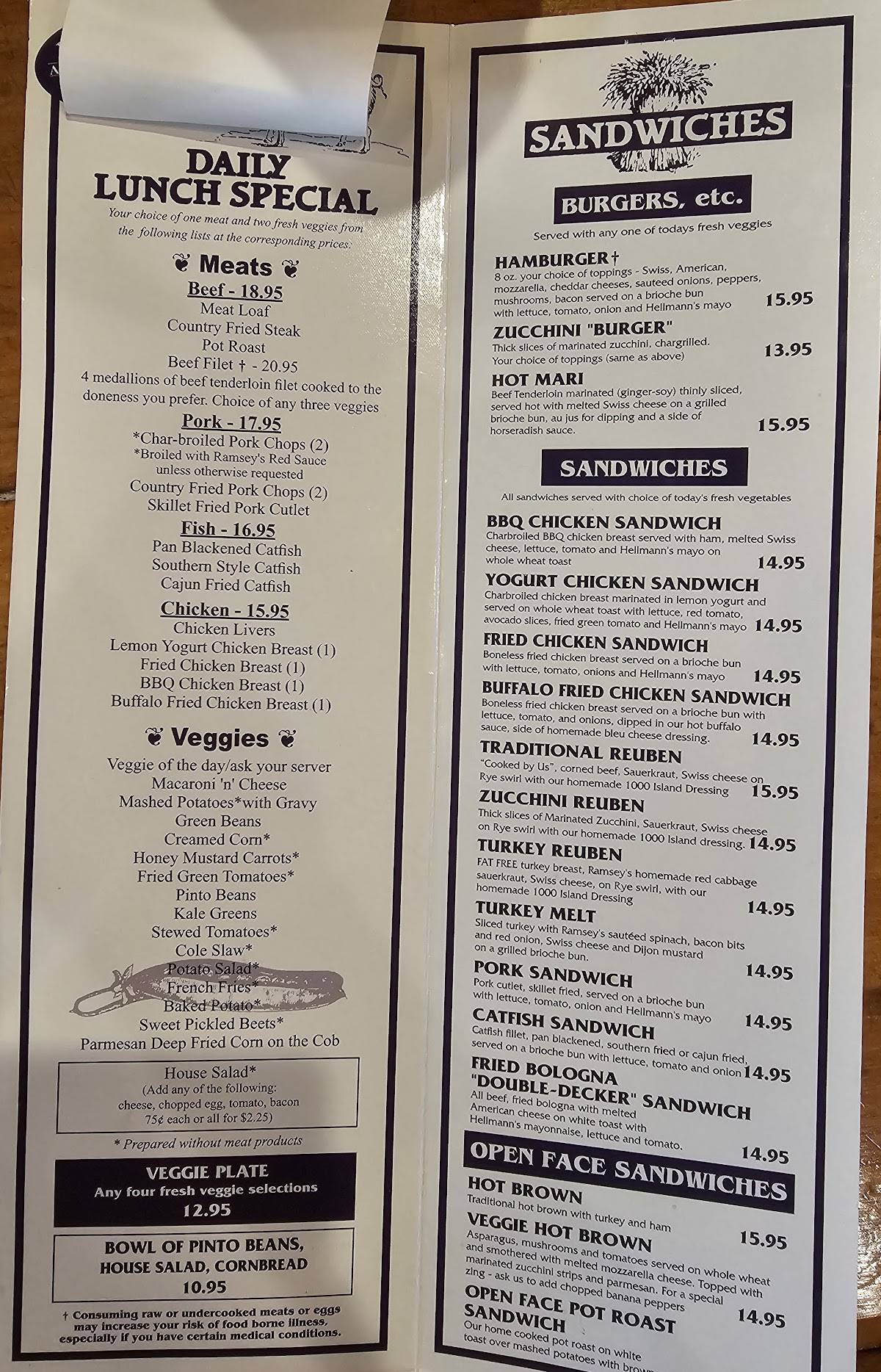 Ramsey’s Diner - Andover меню