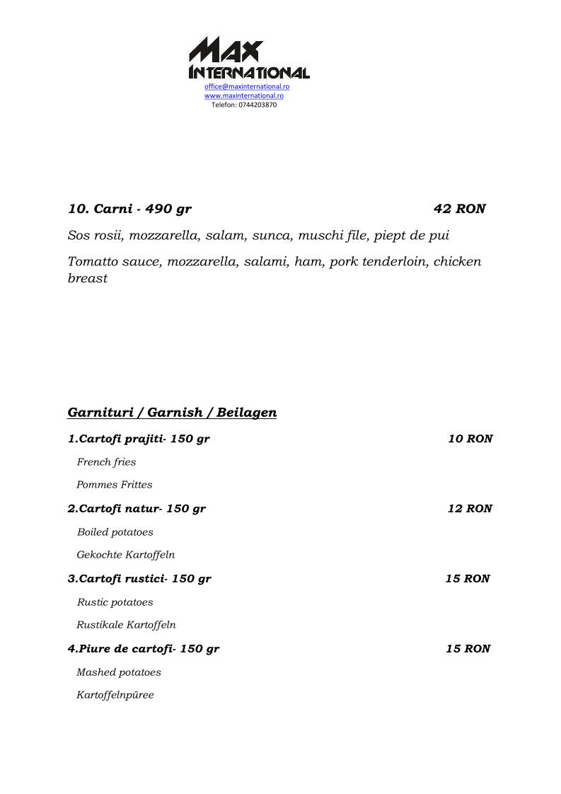 MAX International Restaurant меню