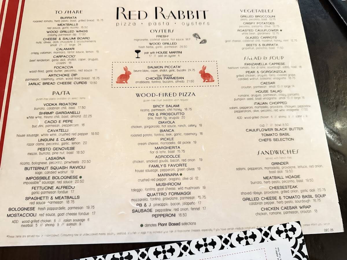 Red Rabbit Minneapolis меню