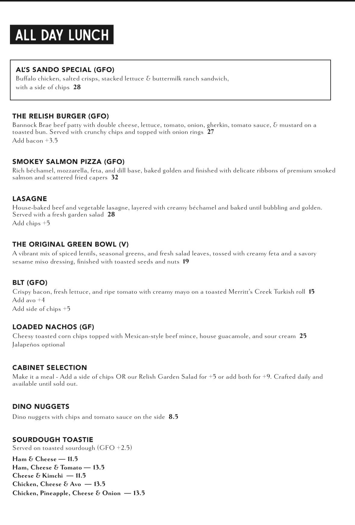 Relish Cafe & Catering меню
