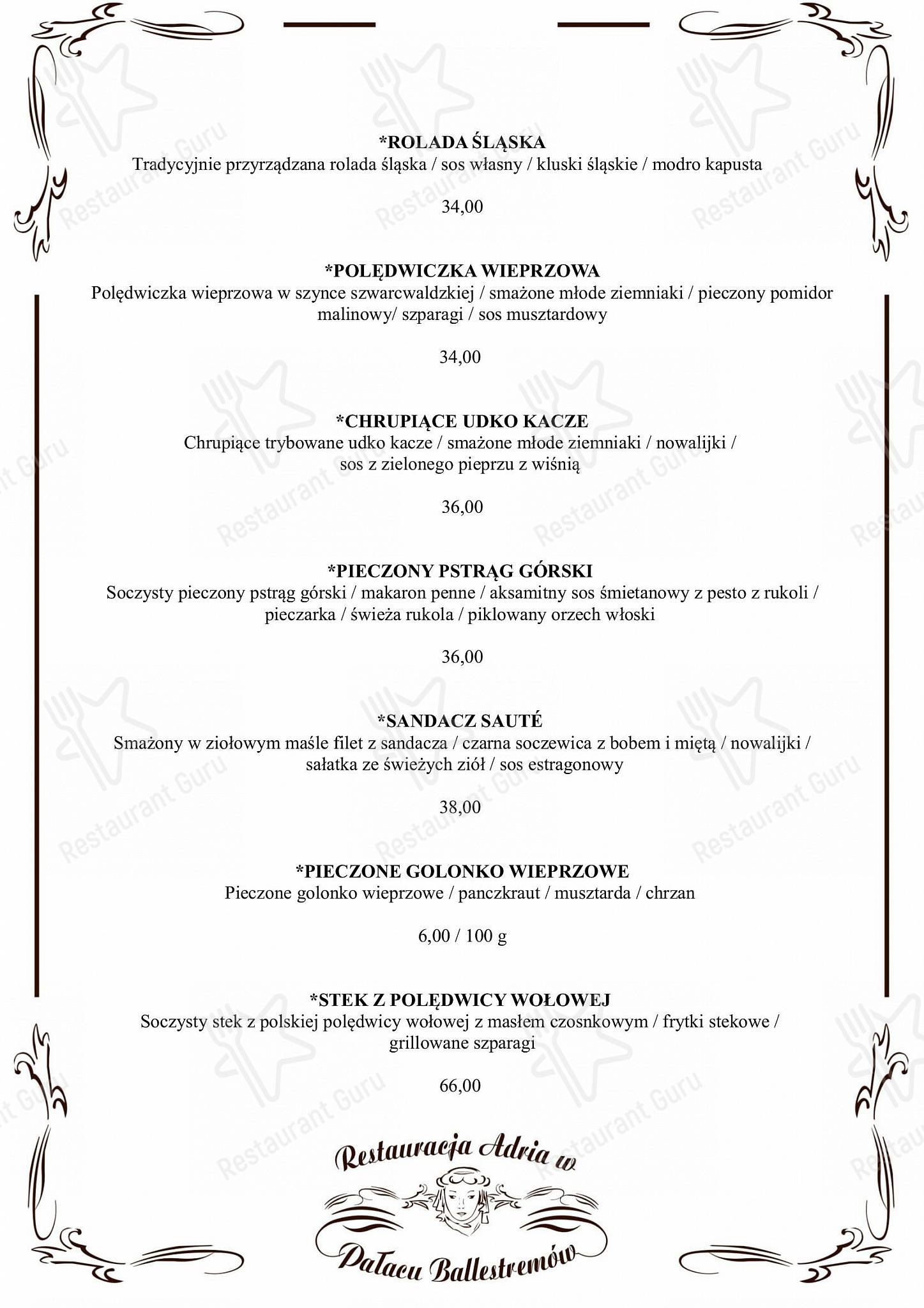 Меню ресторана Hotel-Restauracja „Adria” - Boronia Catering Menu Pack