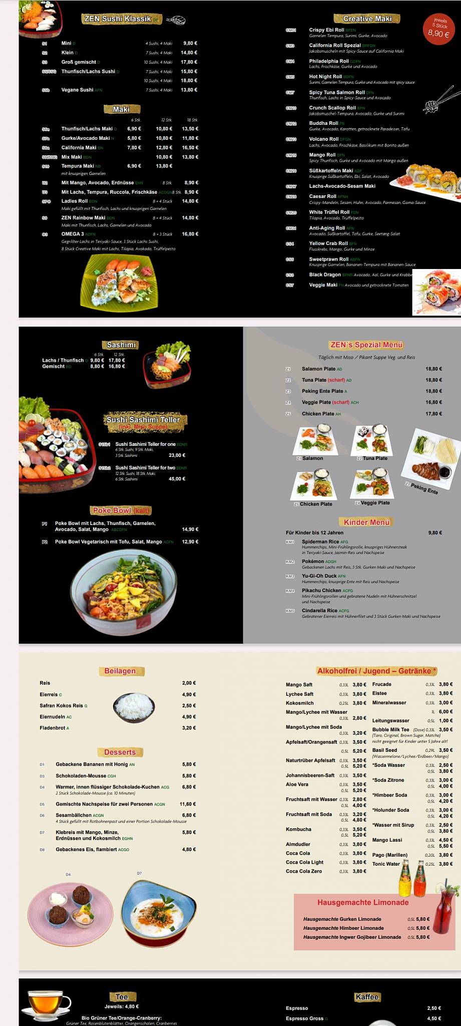 Asiatisches Restaurant ZEN меню