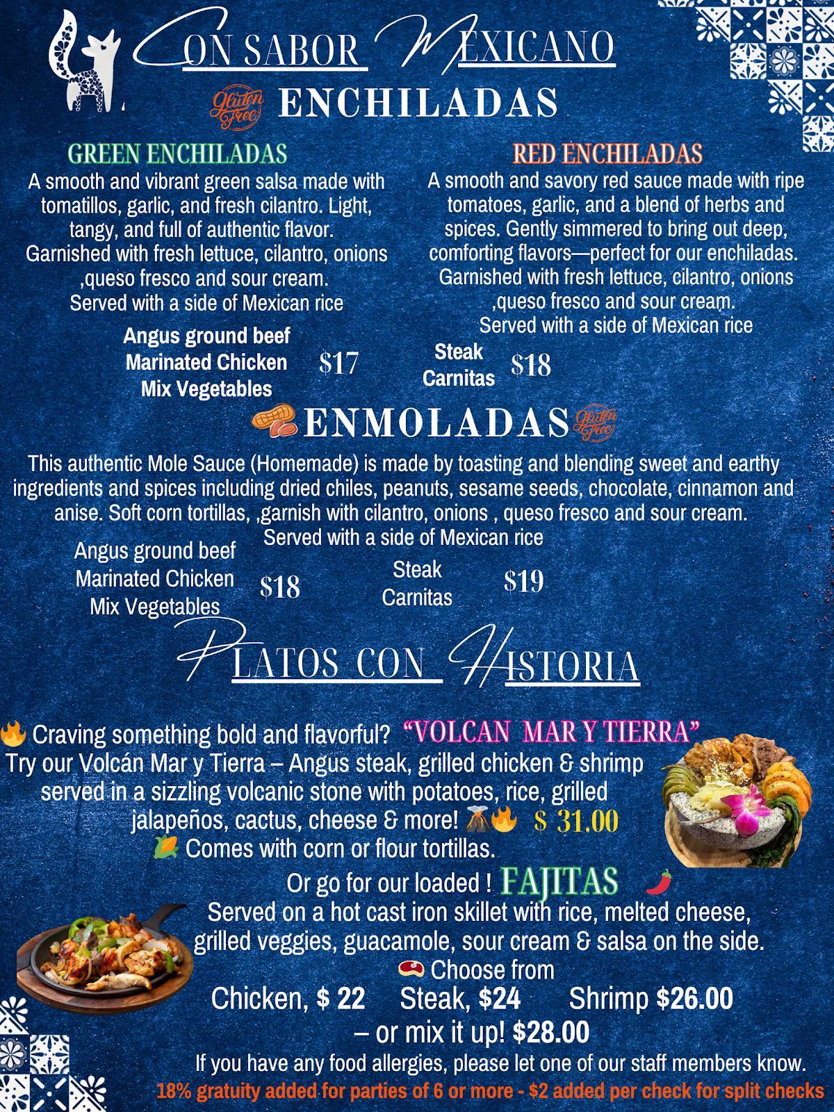 Azulejos mexican kitchen меню
