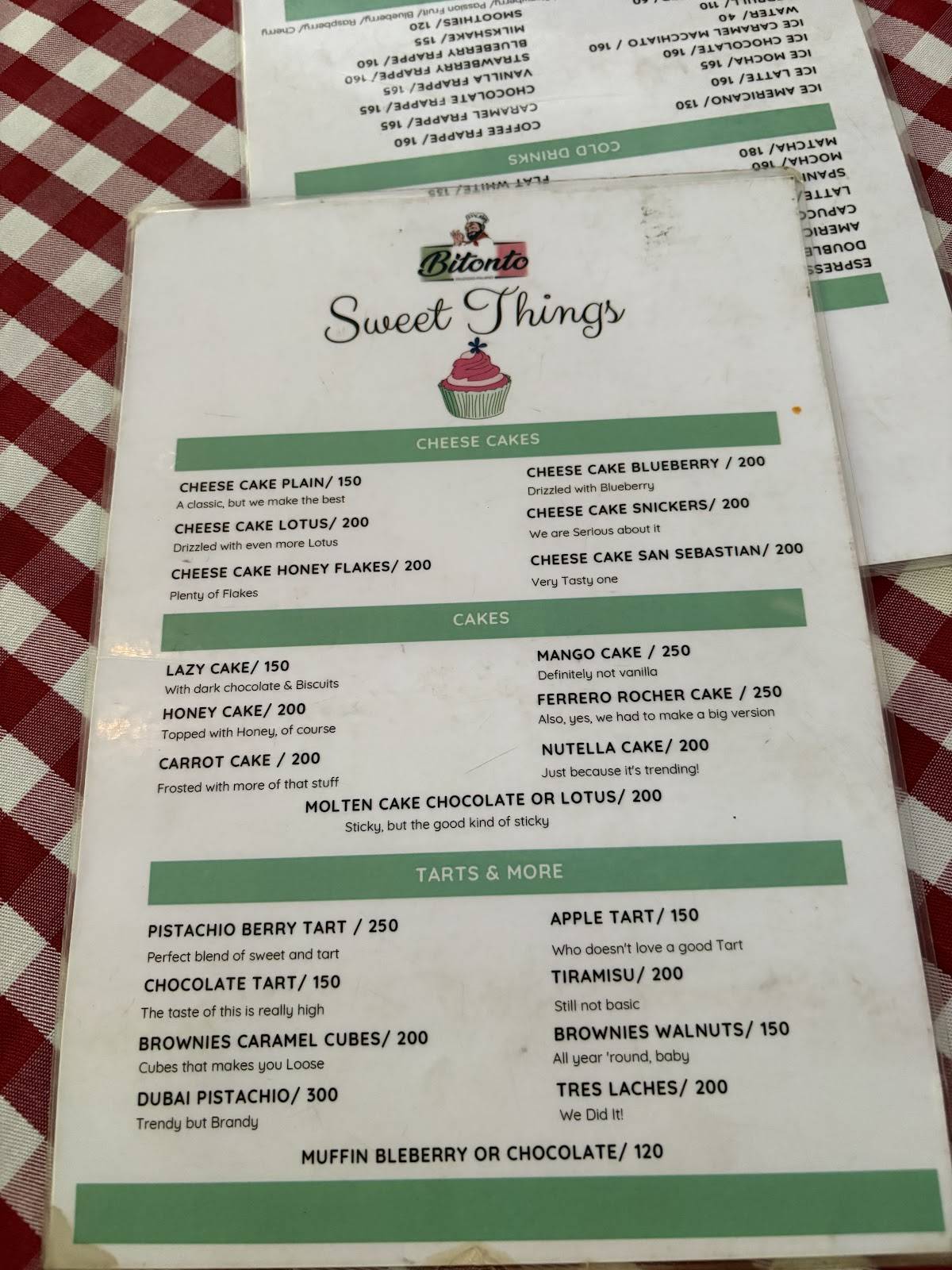 Bitonto Ristorante Hurghada меню