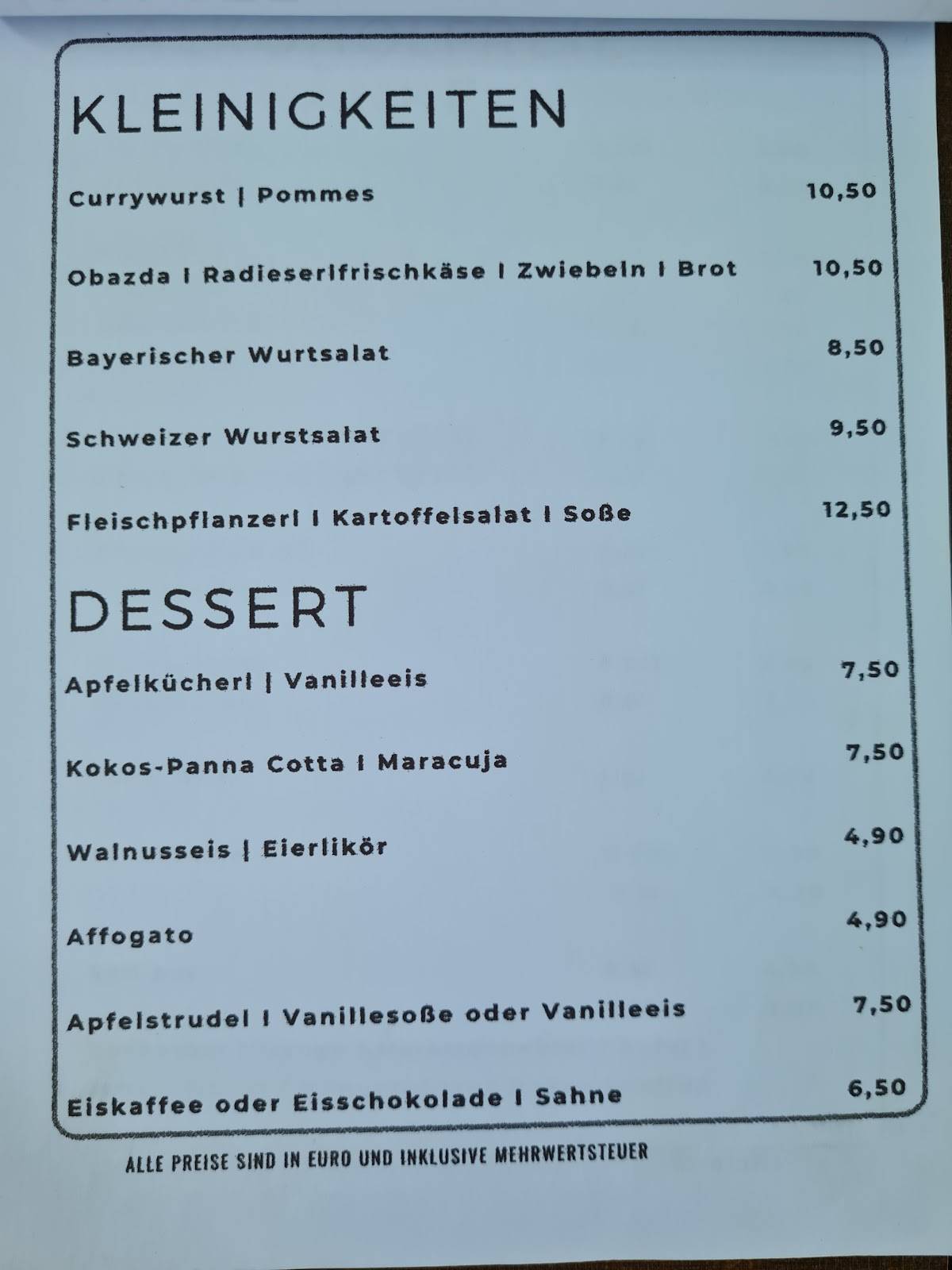 Bräustüberl меню