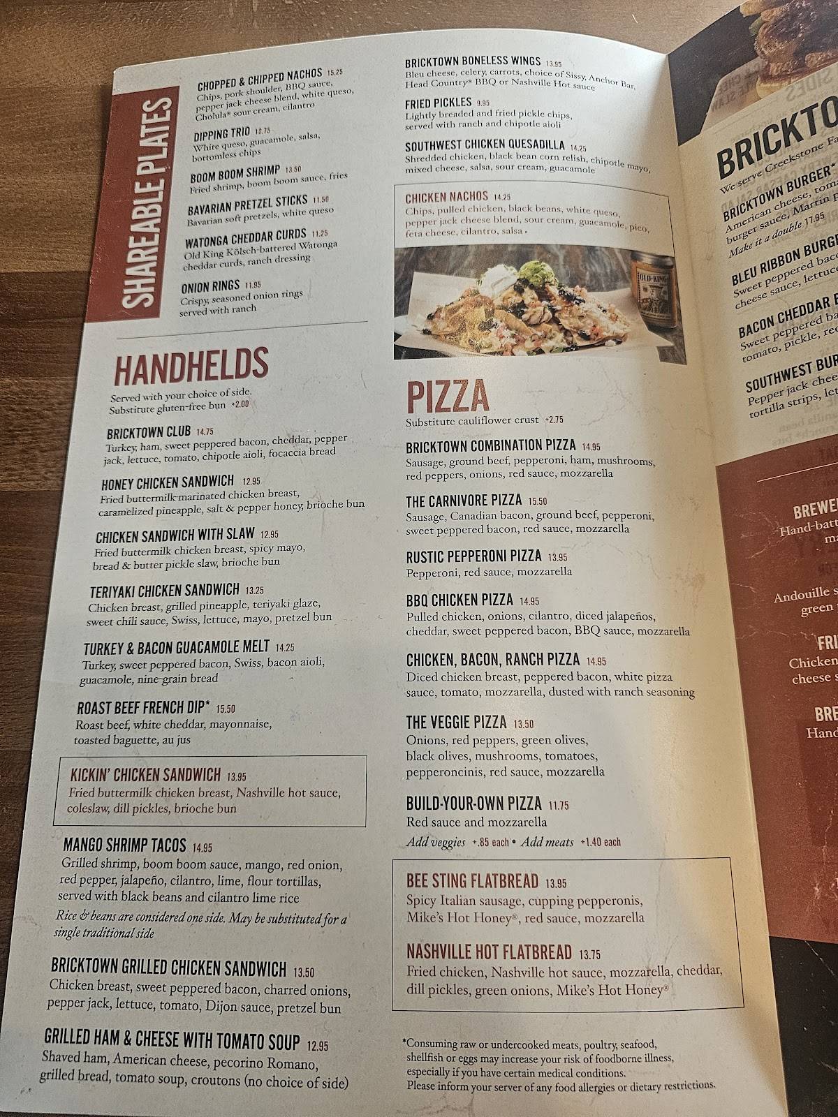 Bricktown Brewery меню