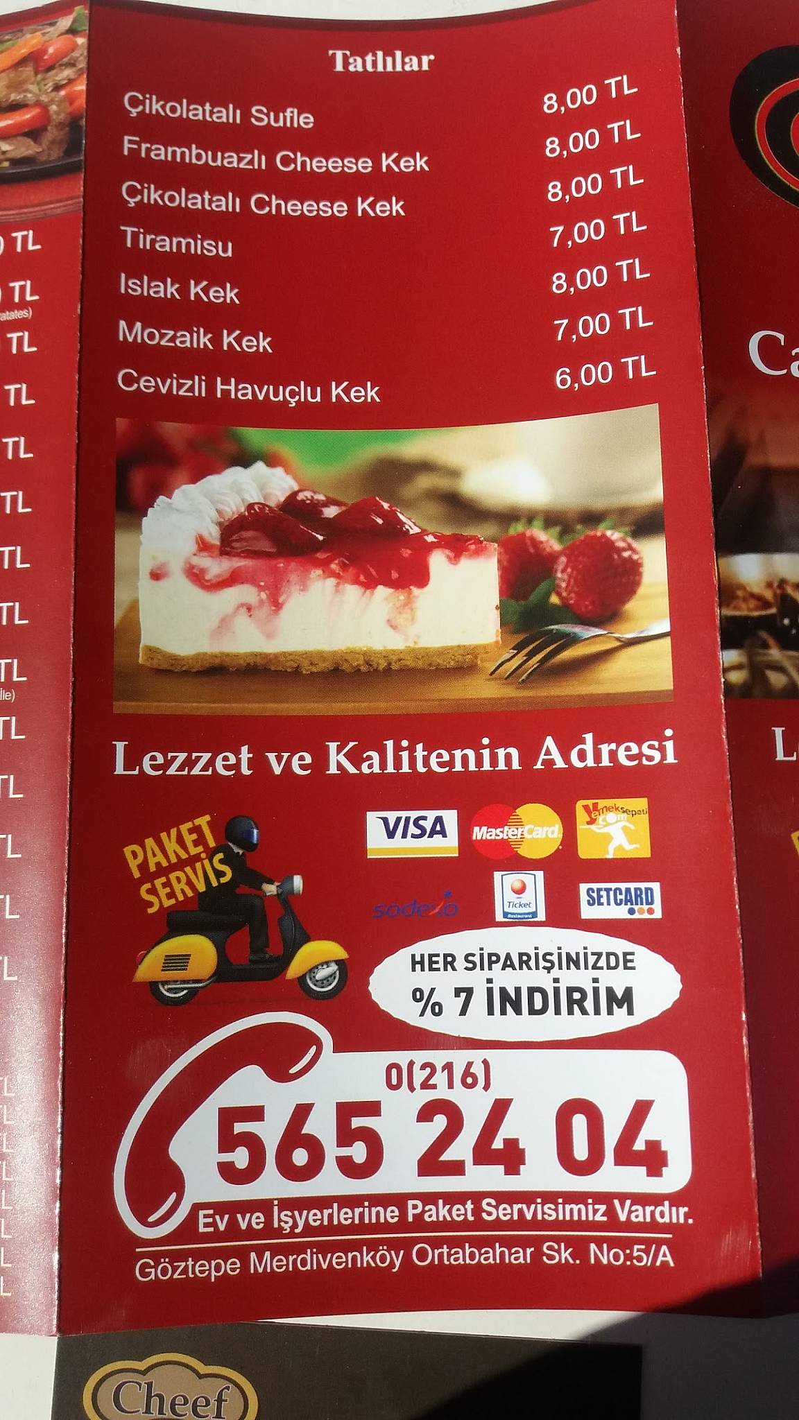 Cheef moses göztepe меню