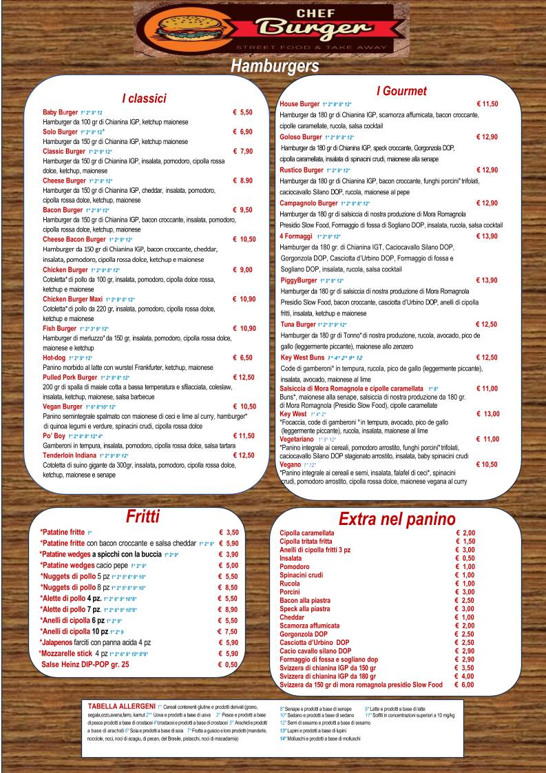 Chef Burger Rimini меню