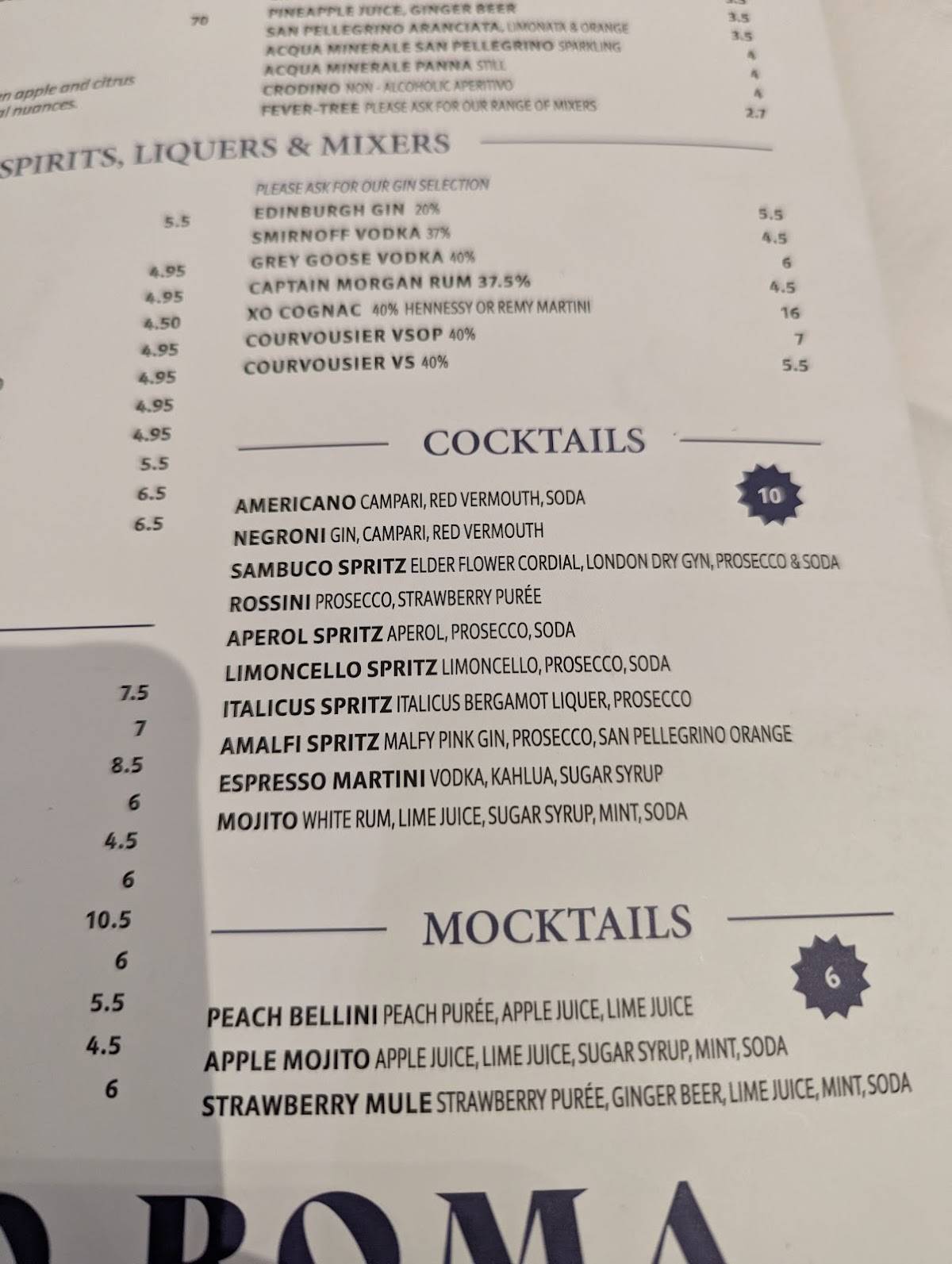 Ciao Roma меню