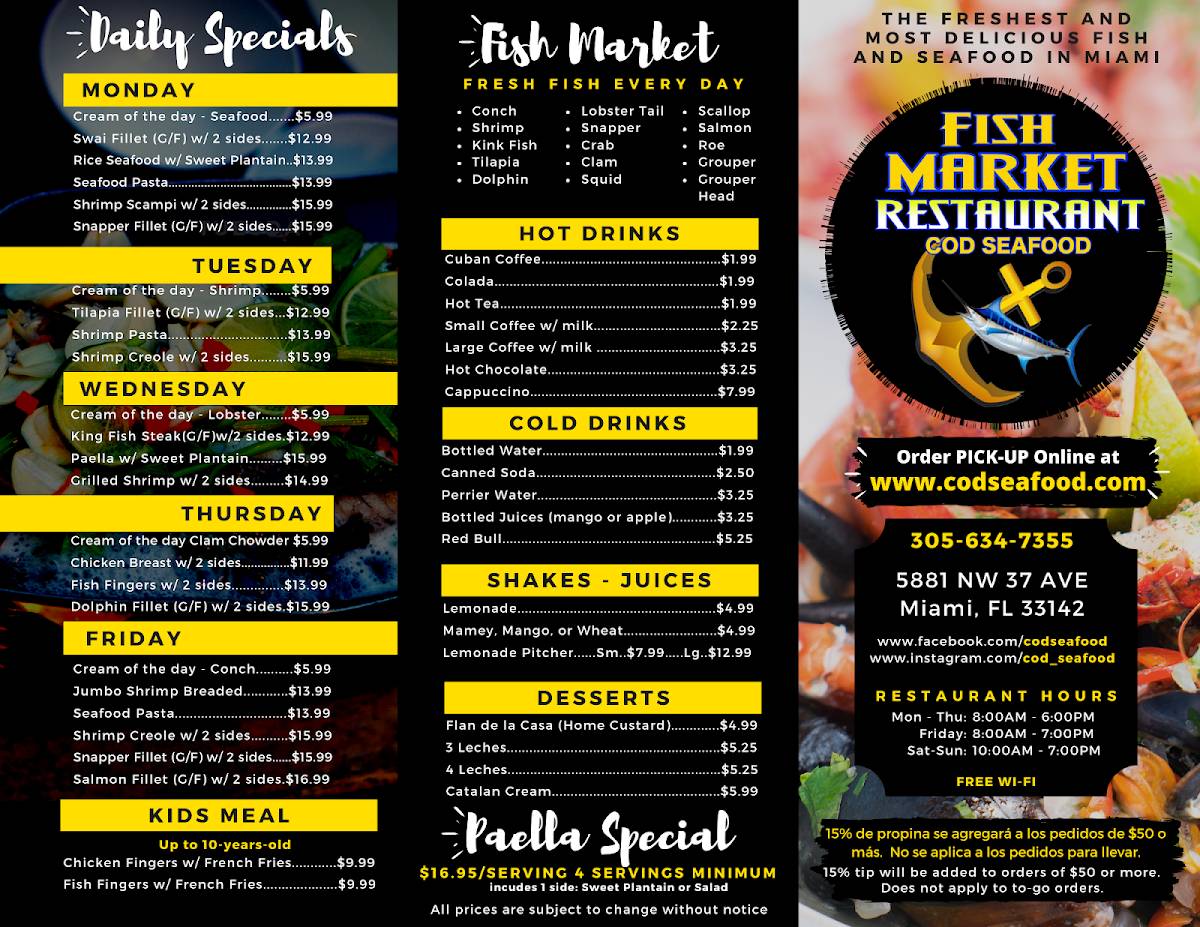 Cod Seafood меню