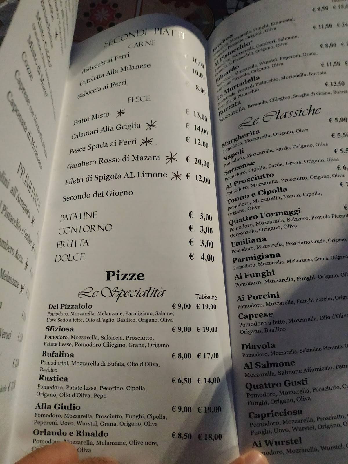 Pizzeria Da Giulio меню