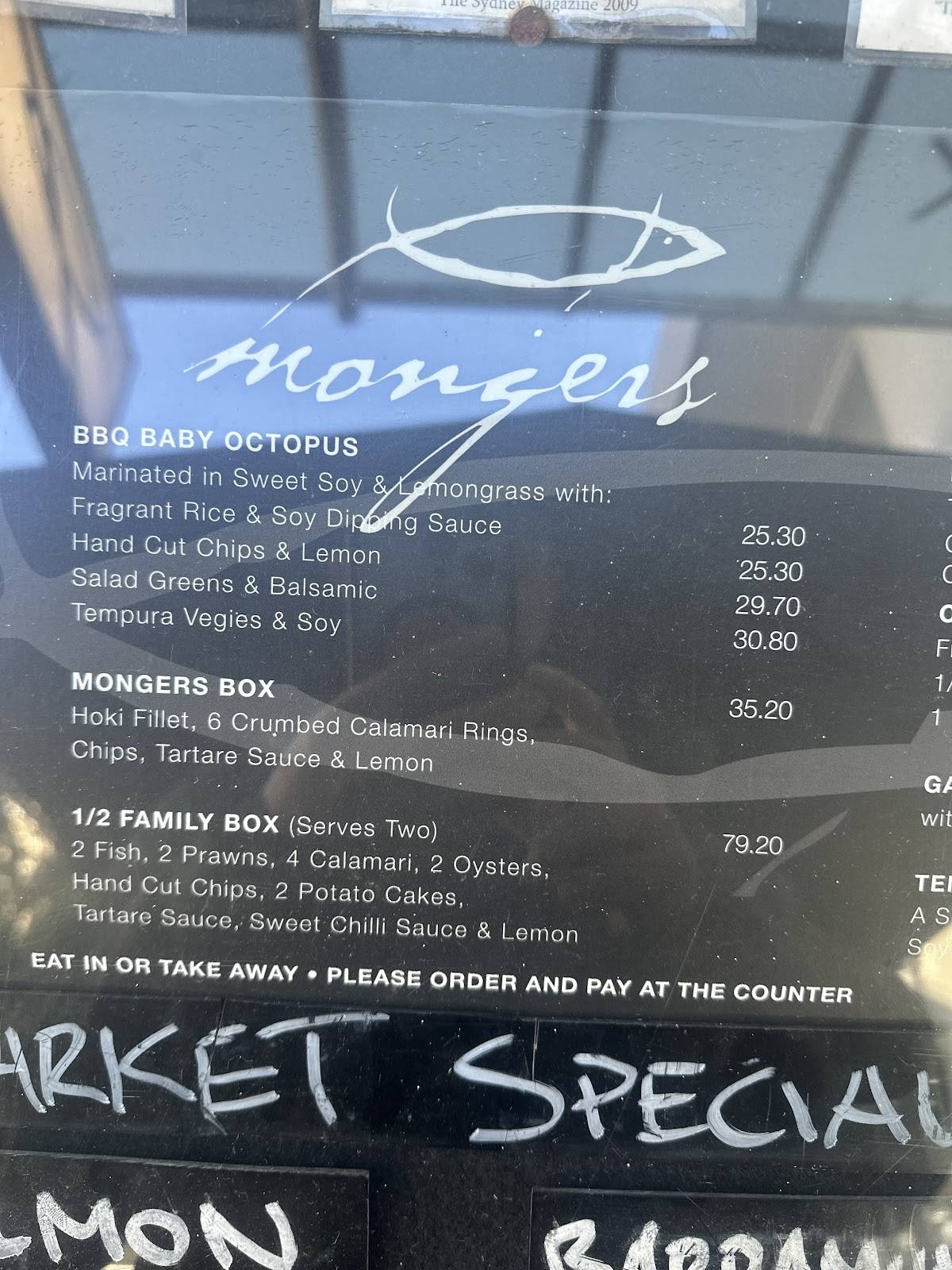 Fishmongers Manly меню