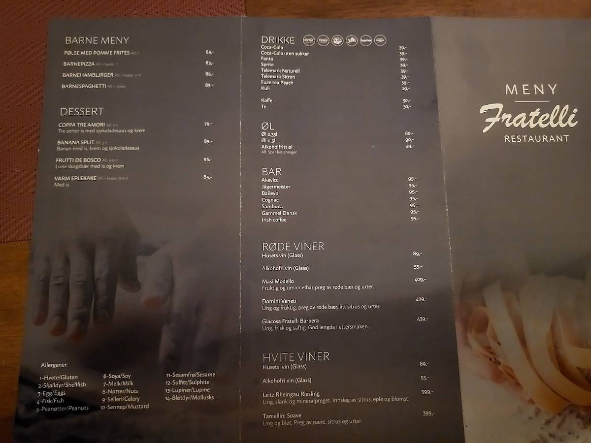 Fratelli Restaurant меню