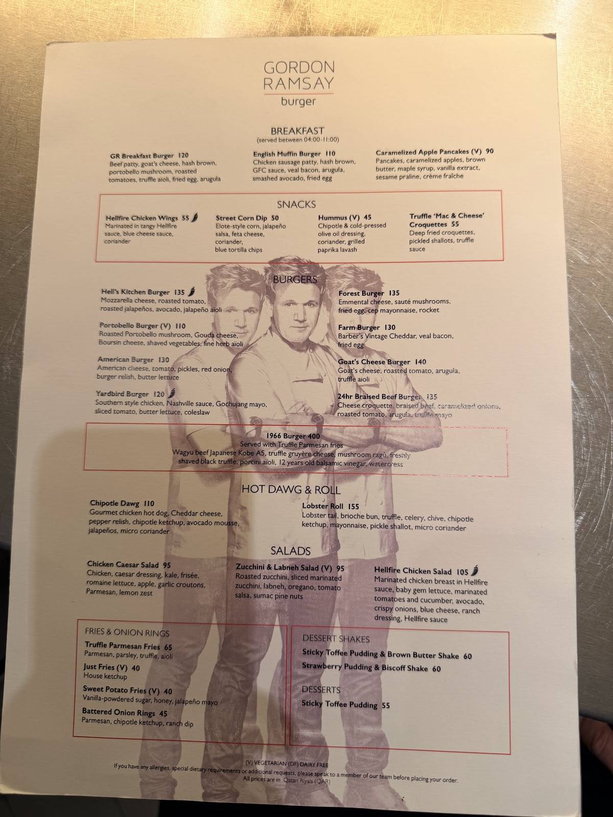 Gordon Ramsay Burger меню