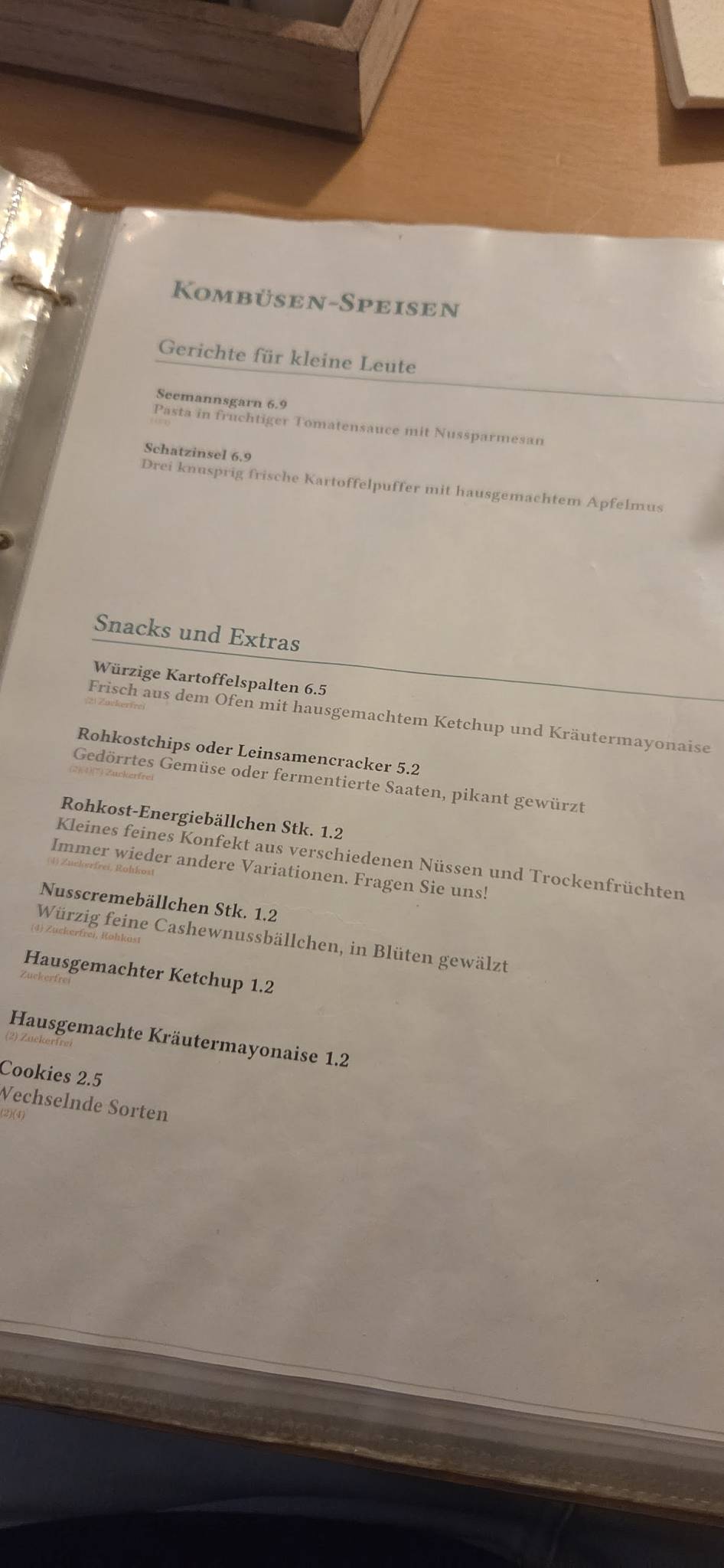 Grüne Kombüse меню