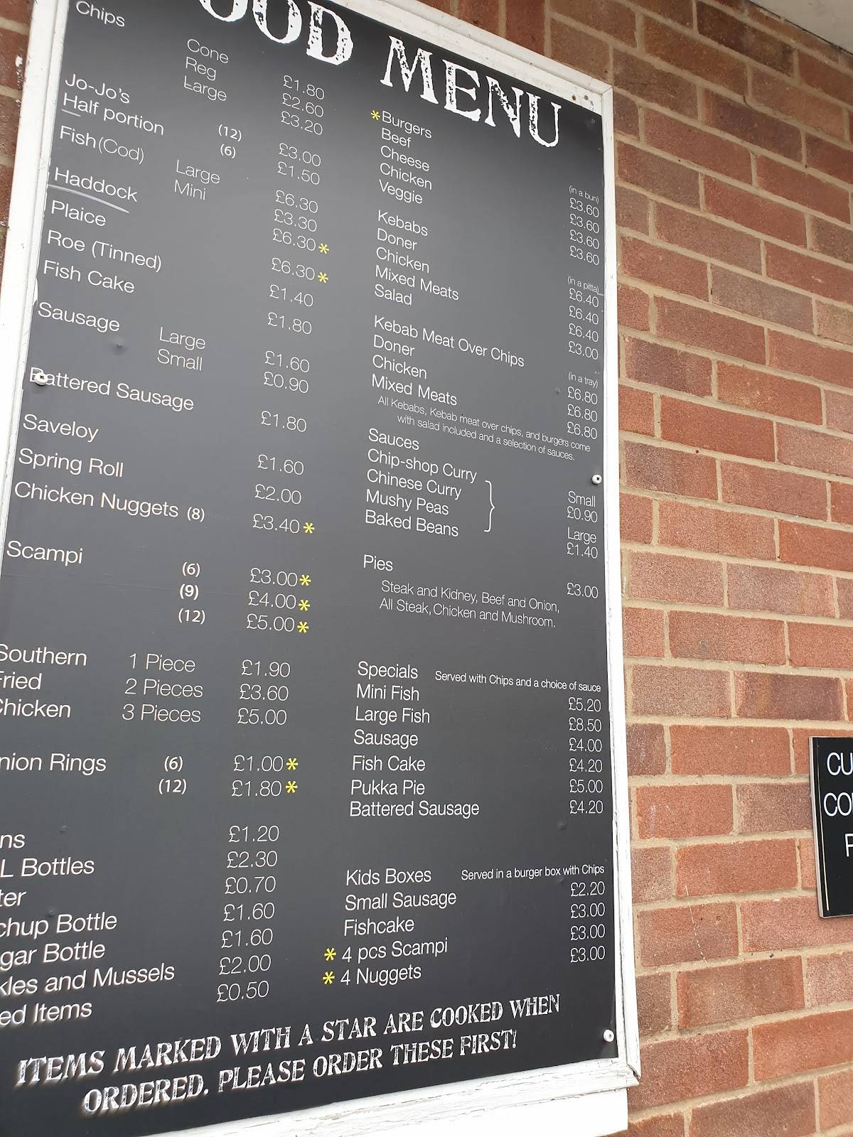 Hampton Chippy меню