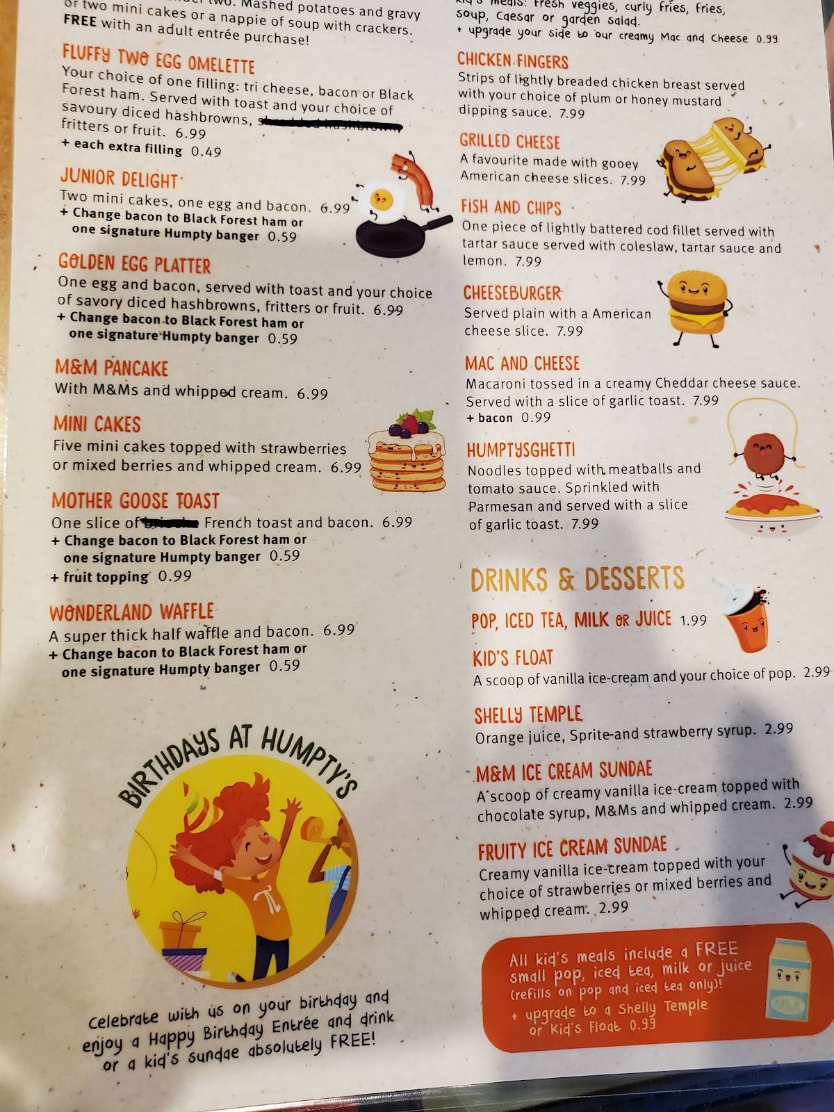 Humpty's Big Plate Diner - 4th Street меню