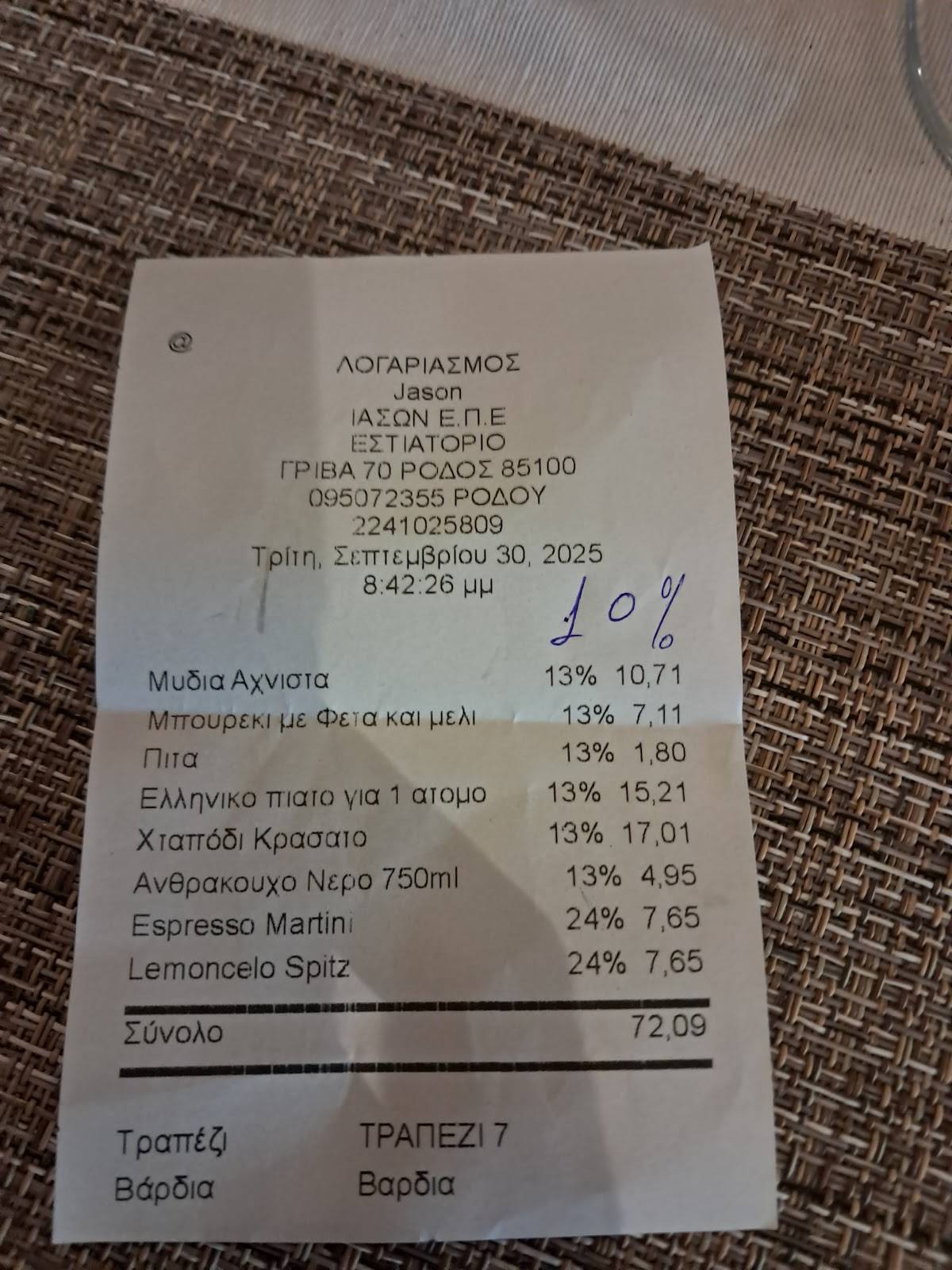 Jason Restaurant меню