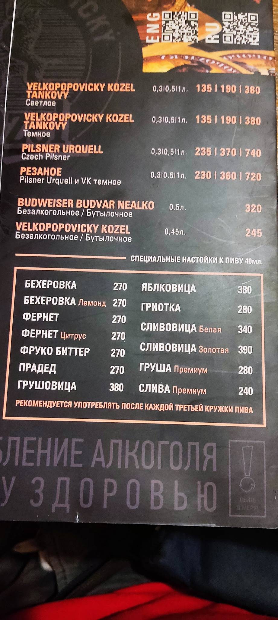 Козловна меню