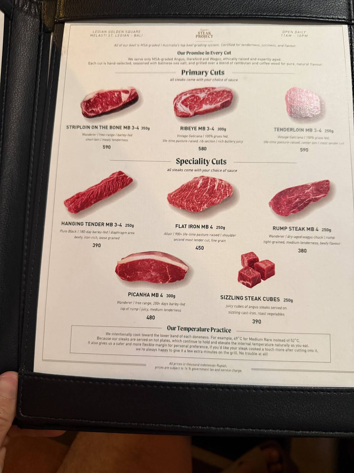 Legian Steak Project меню