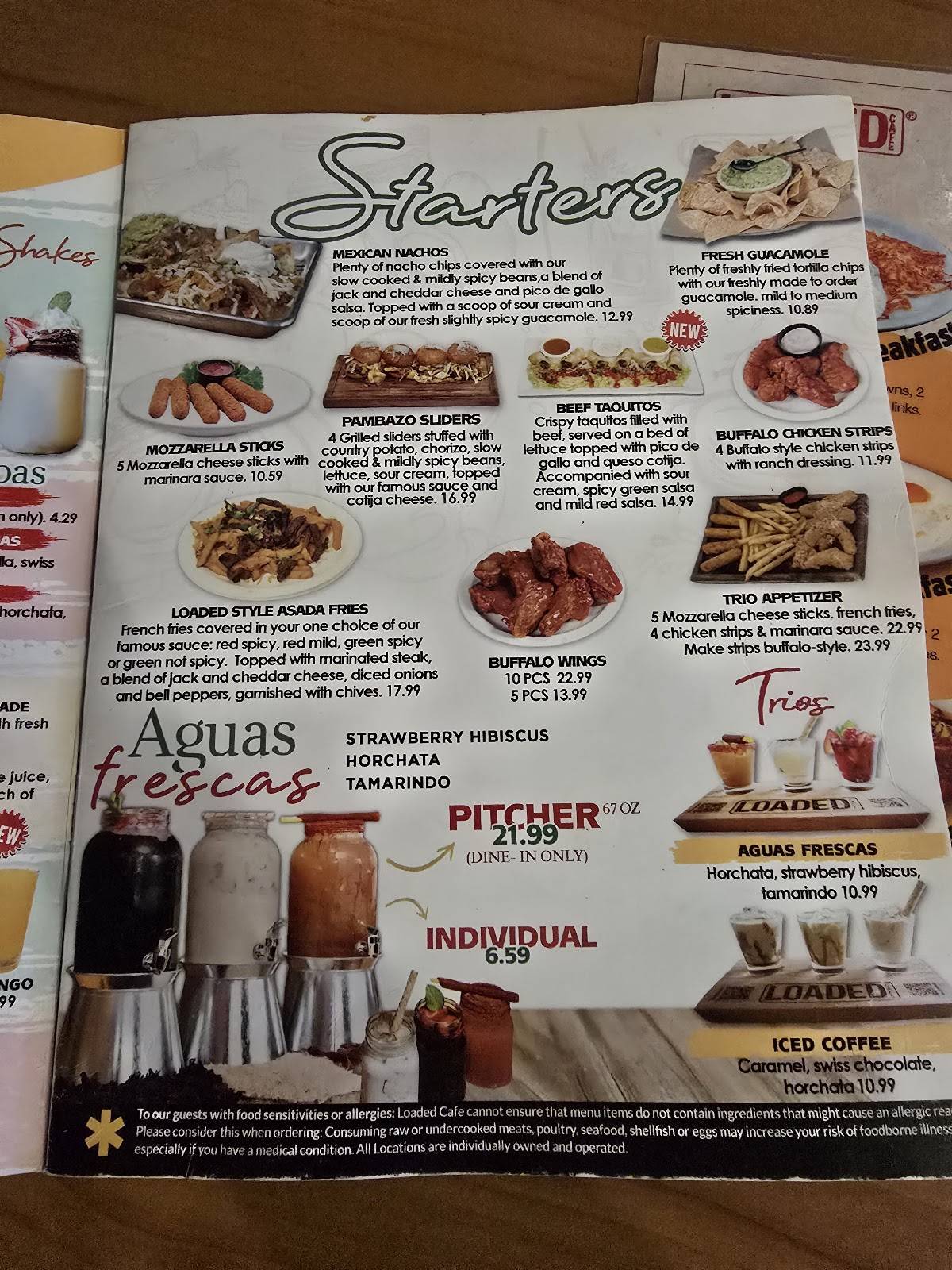 Loaded Cafe Restaurants Bellflower меню