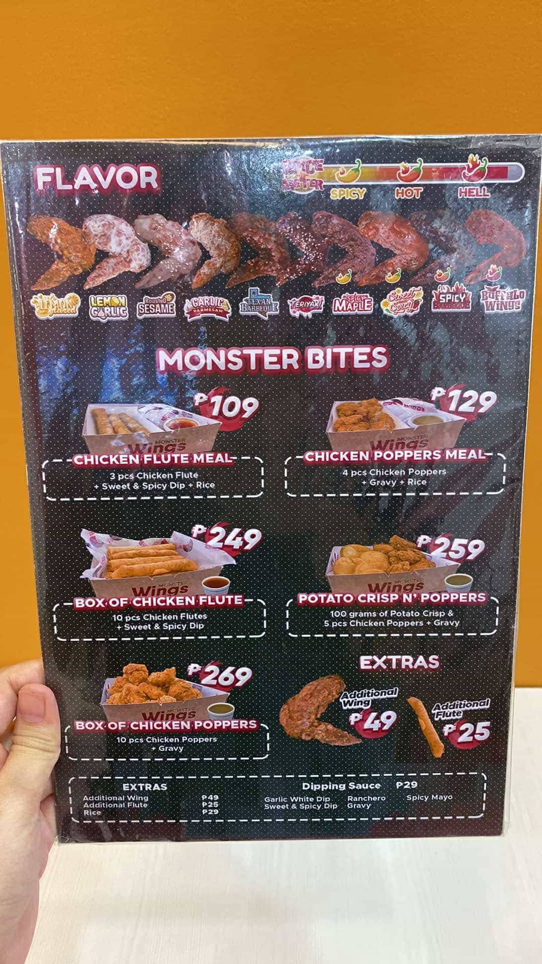 Monster Wings меню