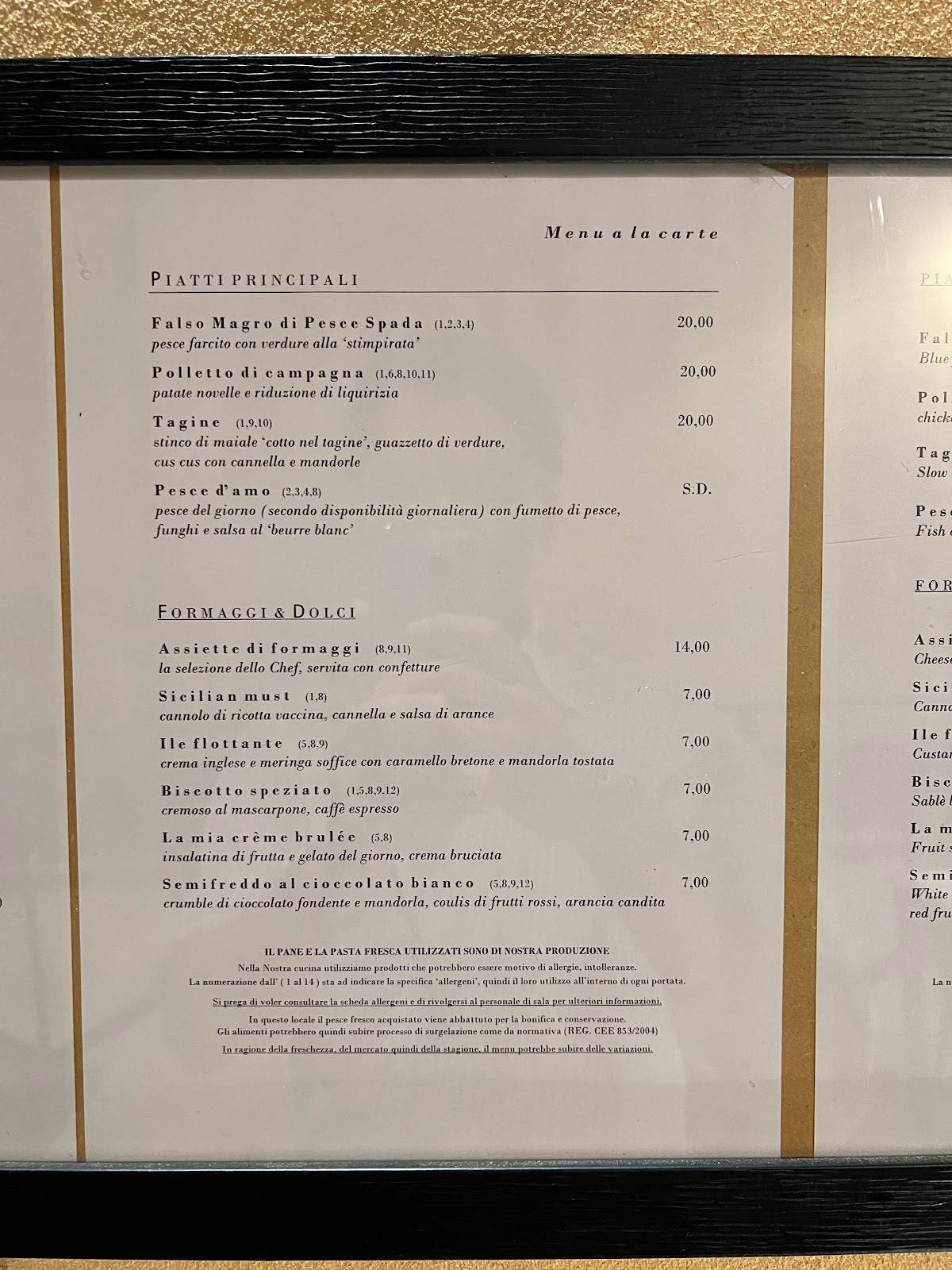 Monsù меню