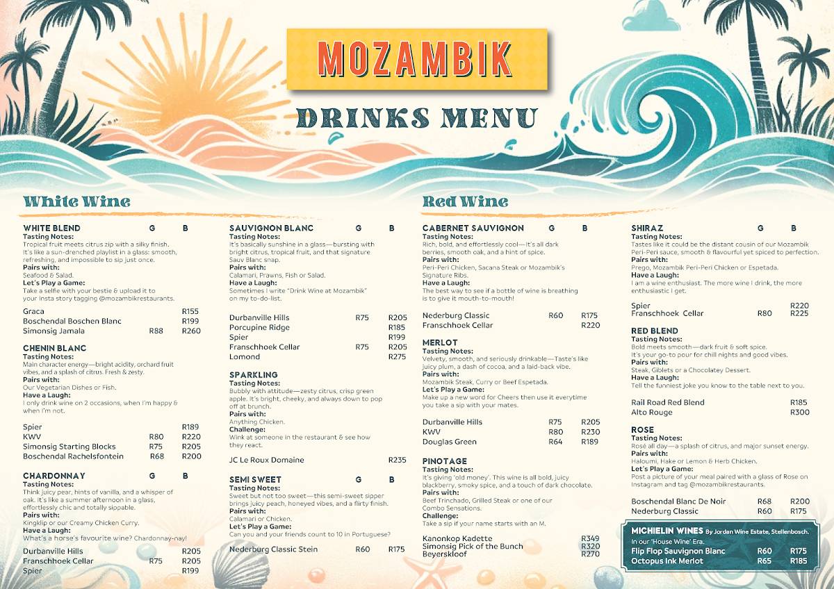 Mozambik Howick меню