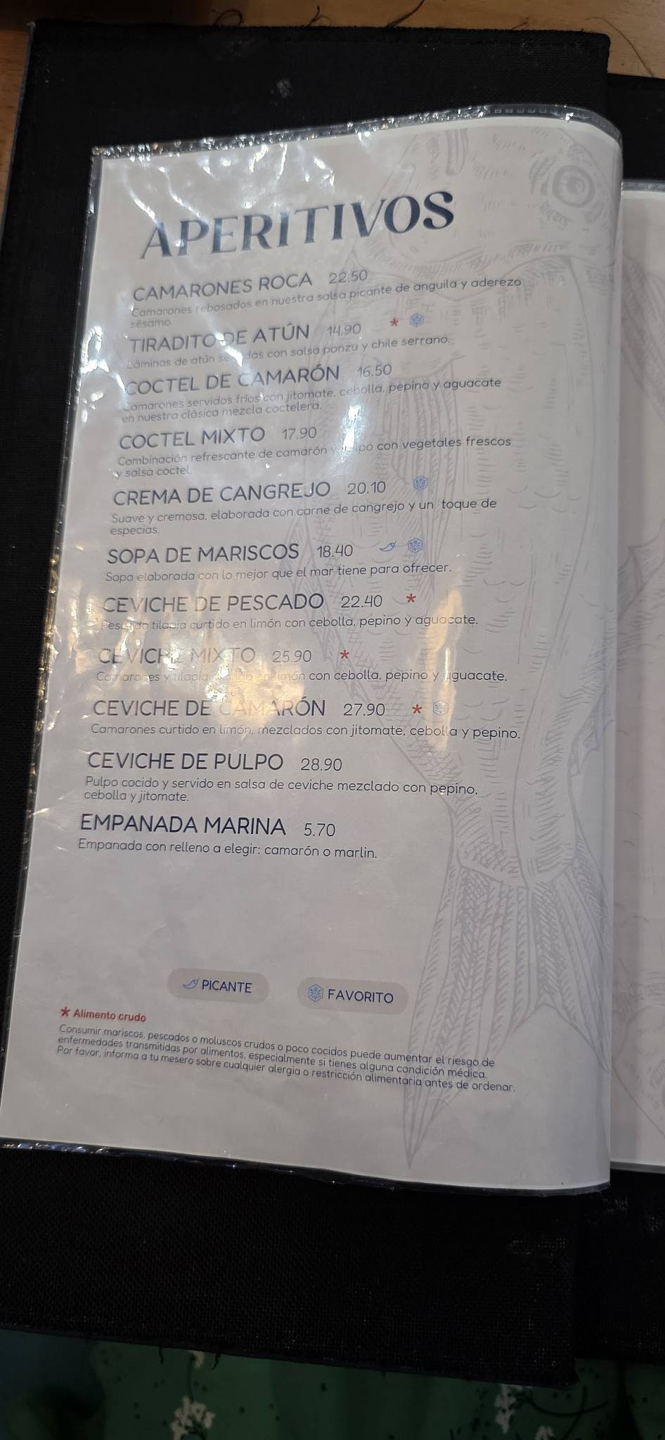 Nahui Seafood меню