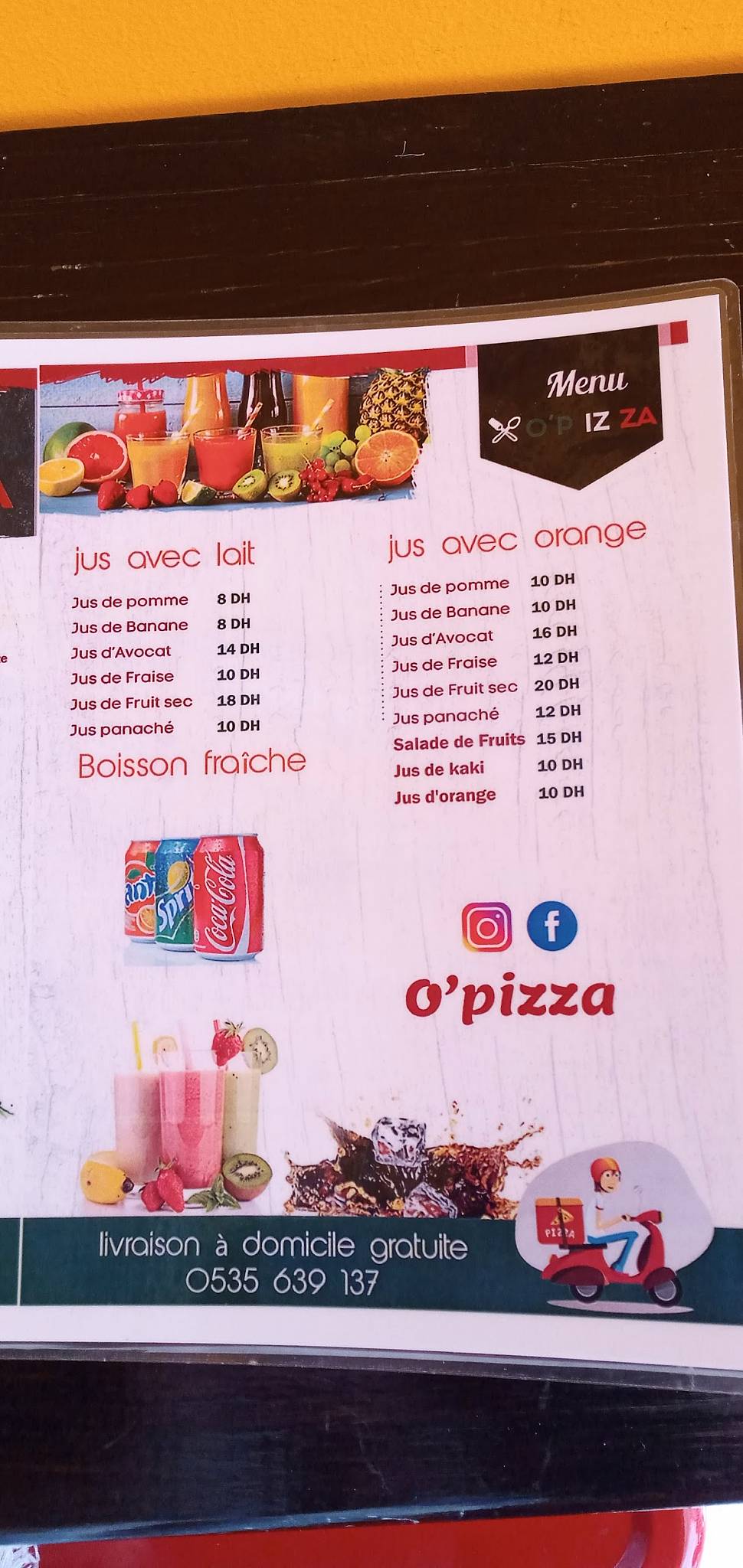 Opizza меню