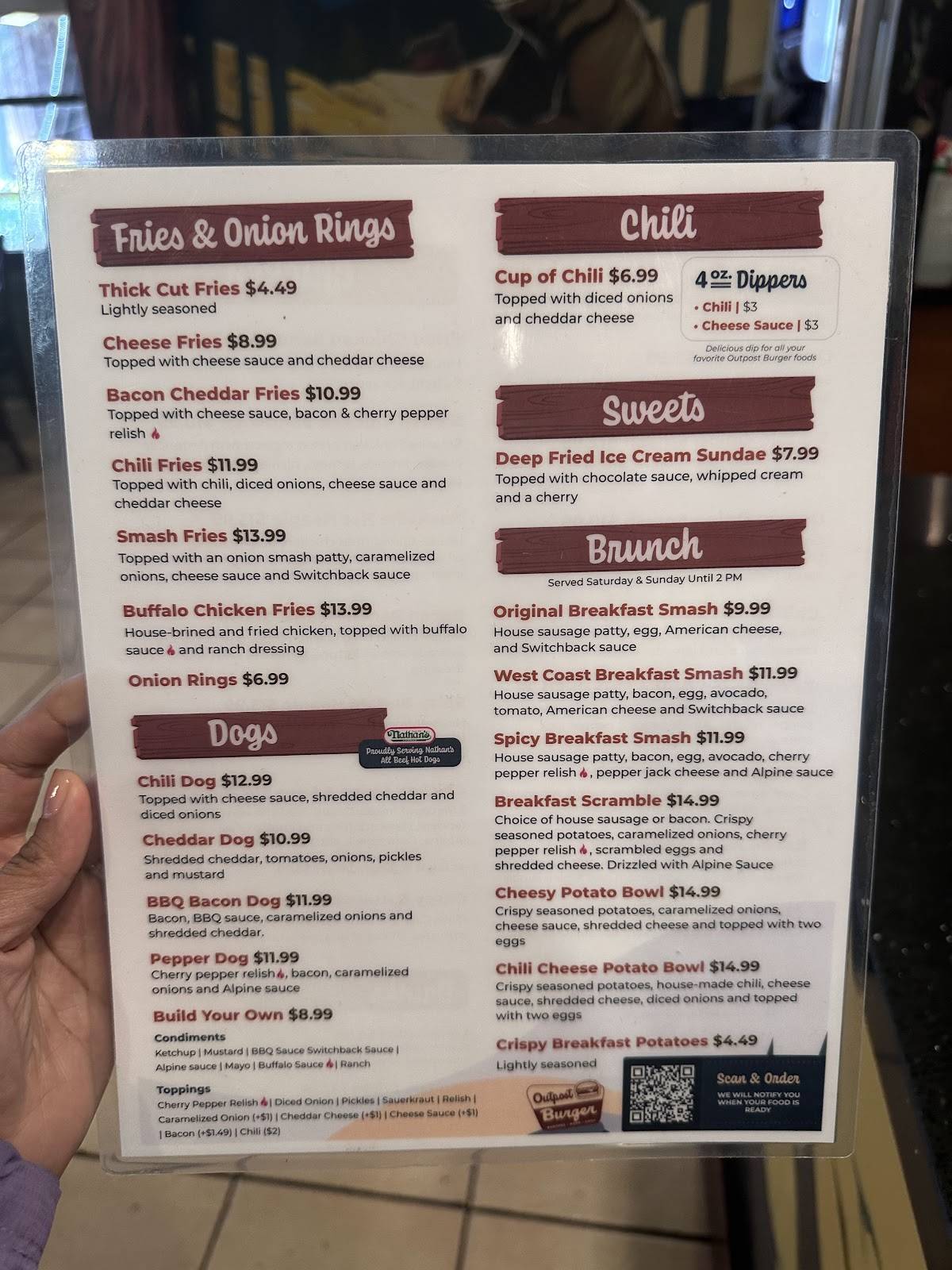 Outpost Burger меню
