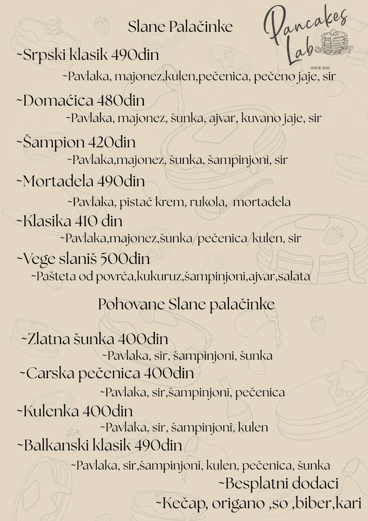 Pancakes Lab меню