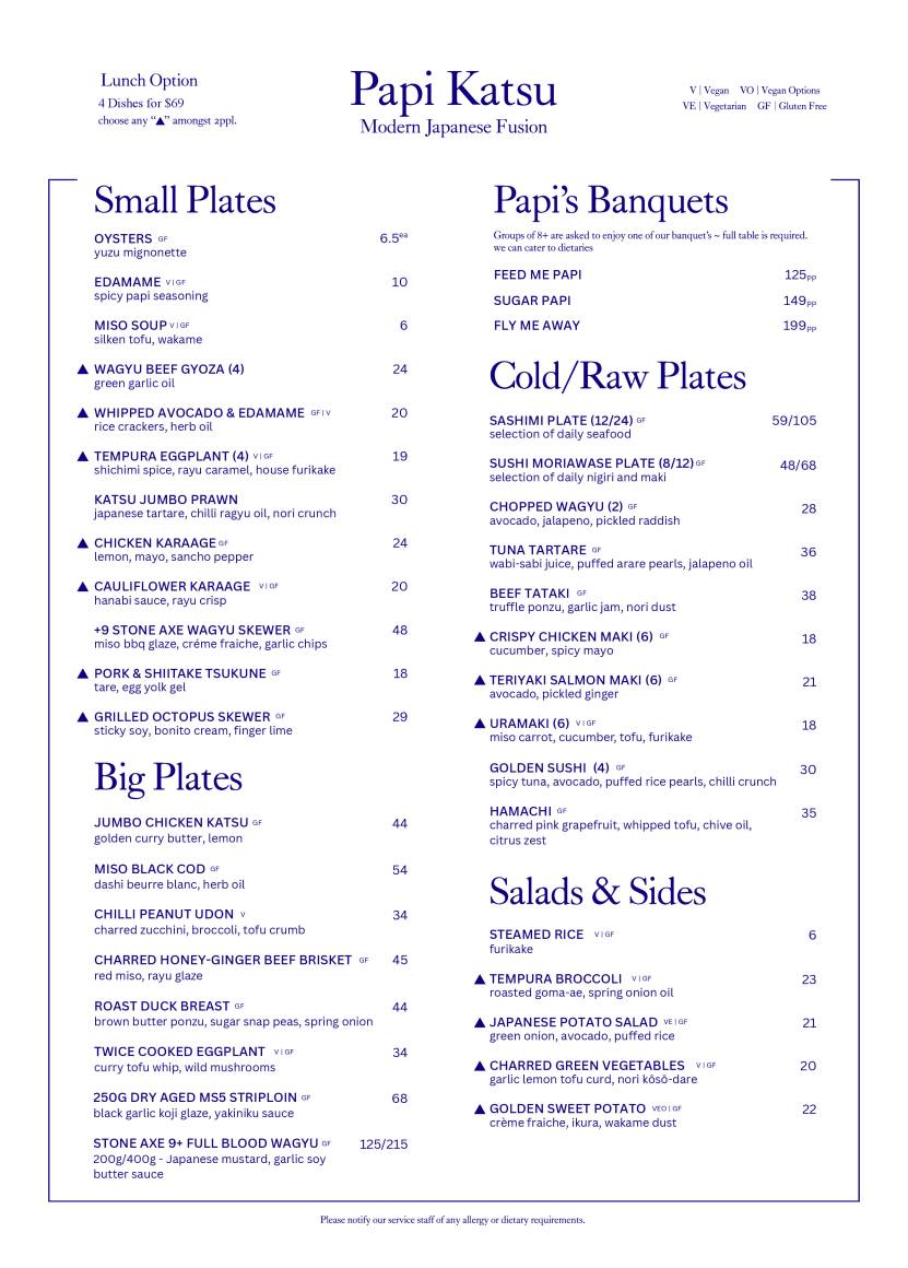 Papi Katsu Japanese Restaurant меню