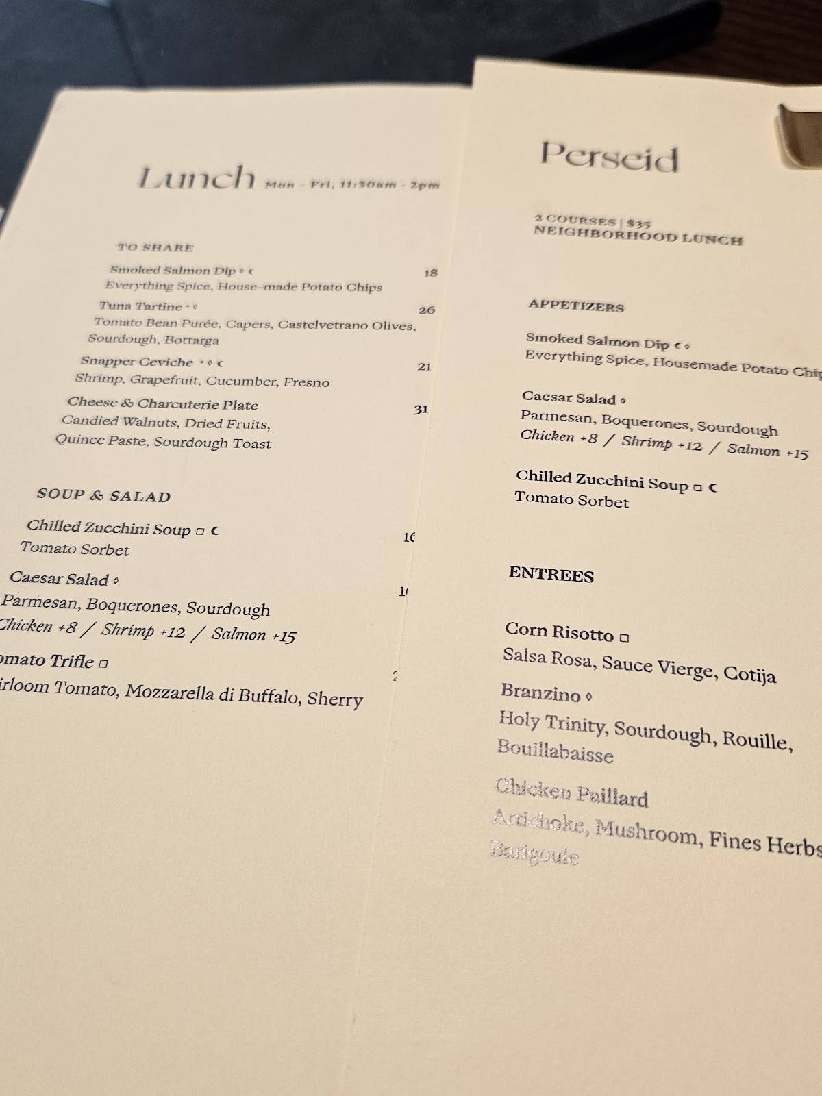 Perseid меню