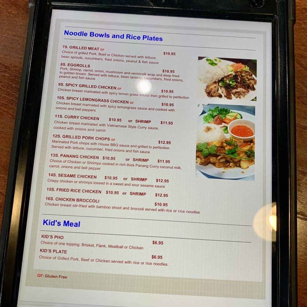 Phở Vy меню