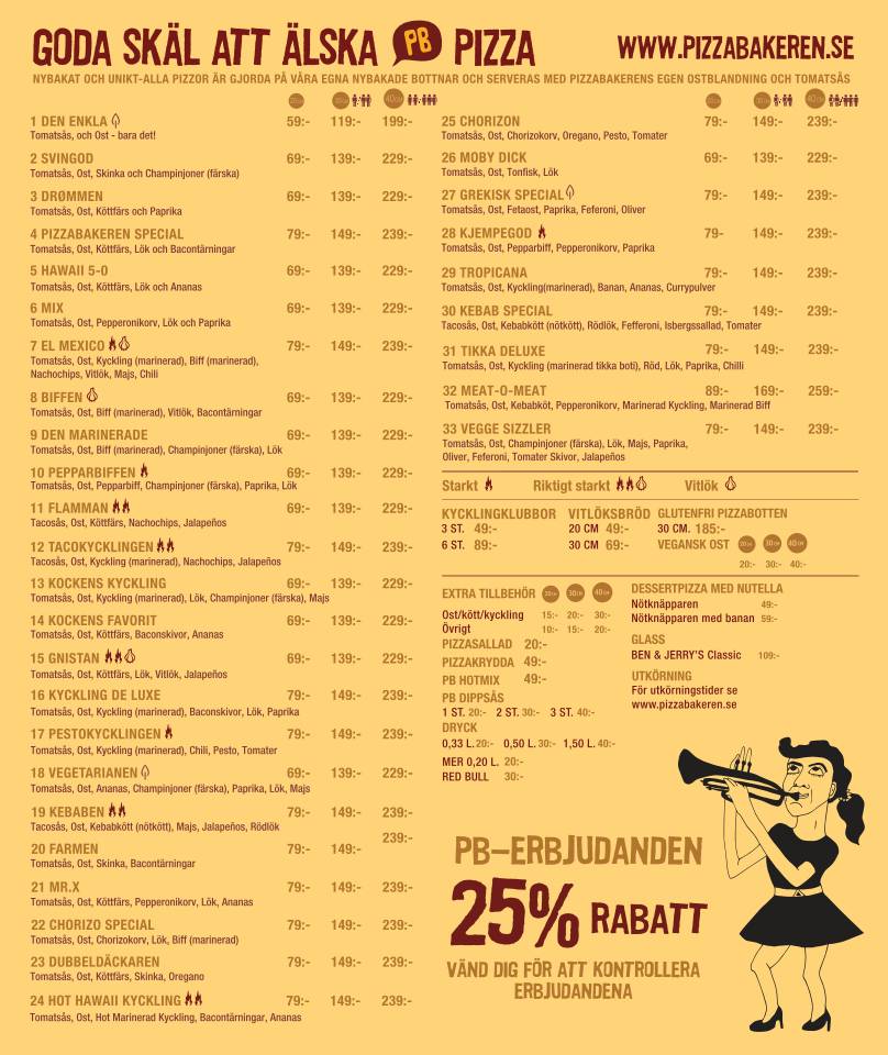 Pizzabakeren меню
