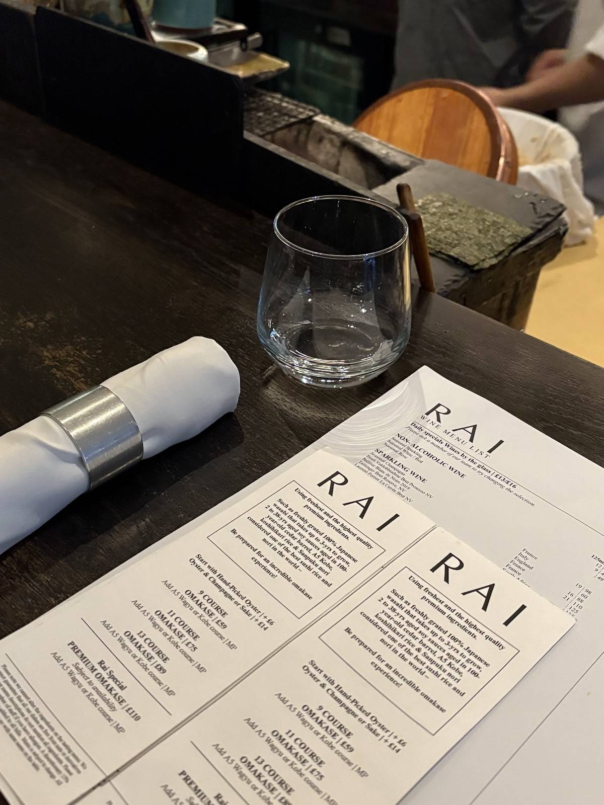 RAI Restaurant London меню