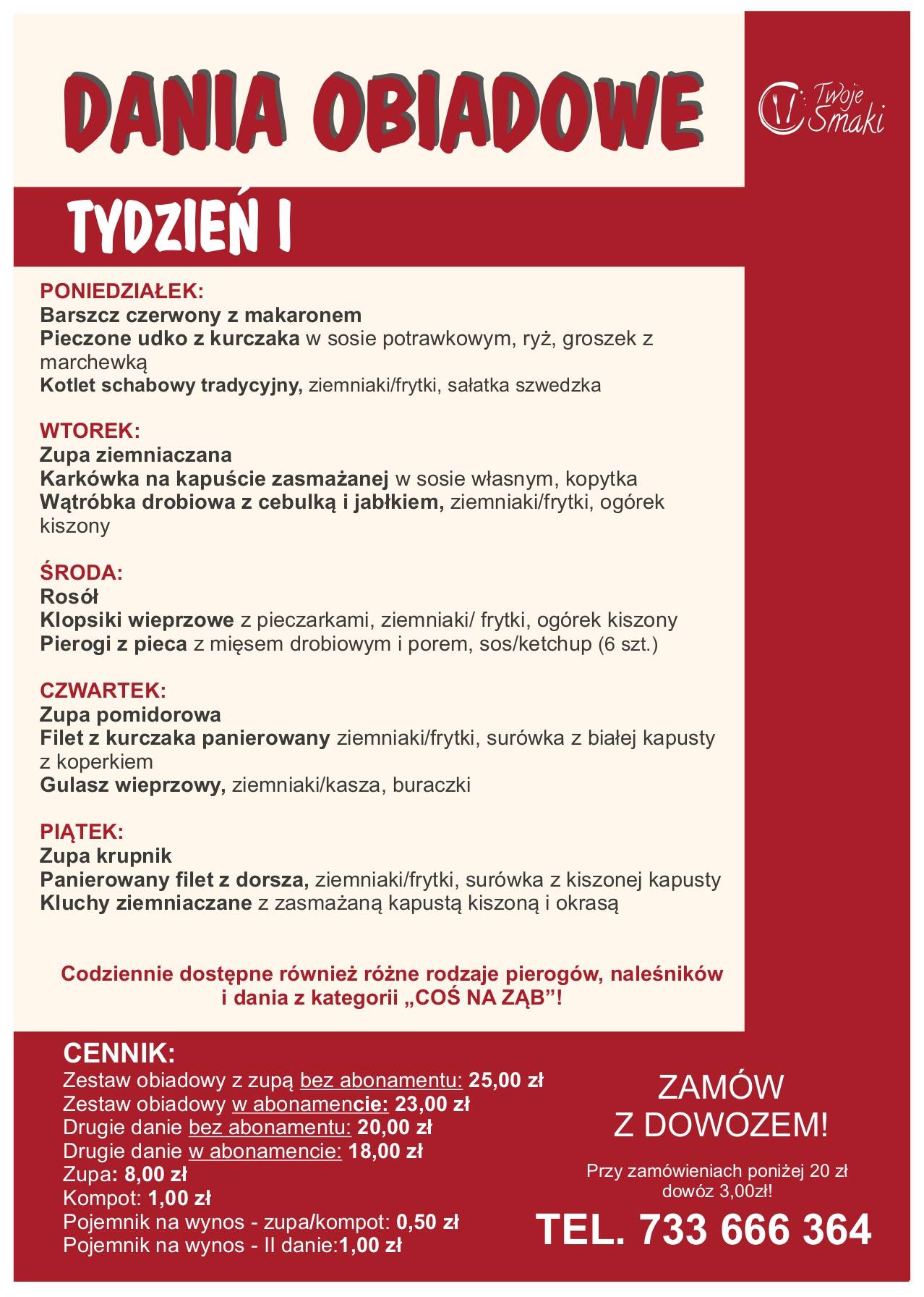 Restauracja "Twoje Smaki" меню