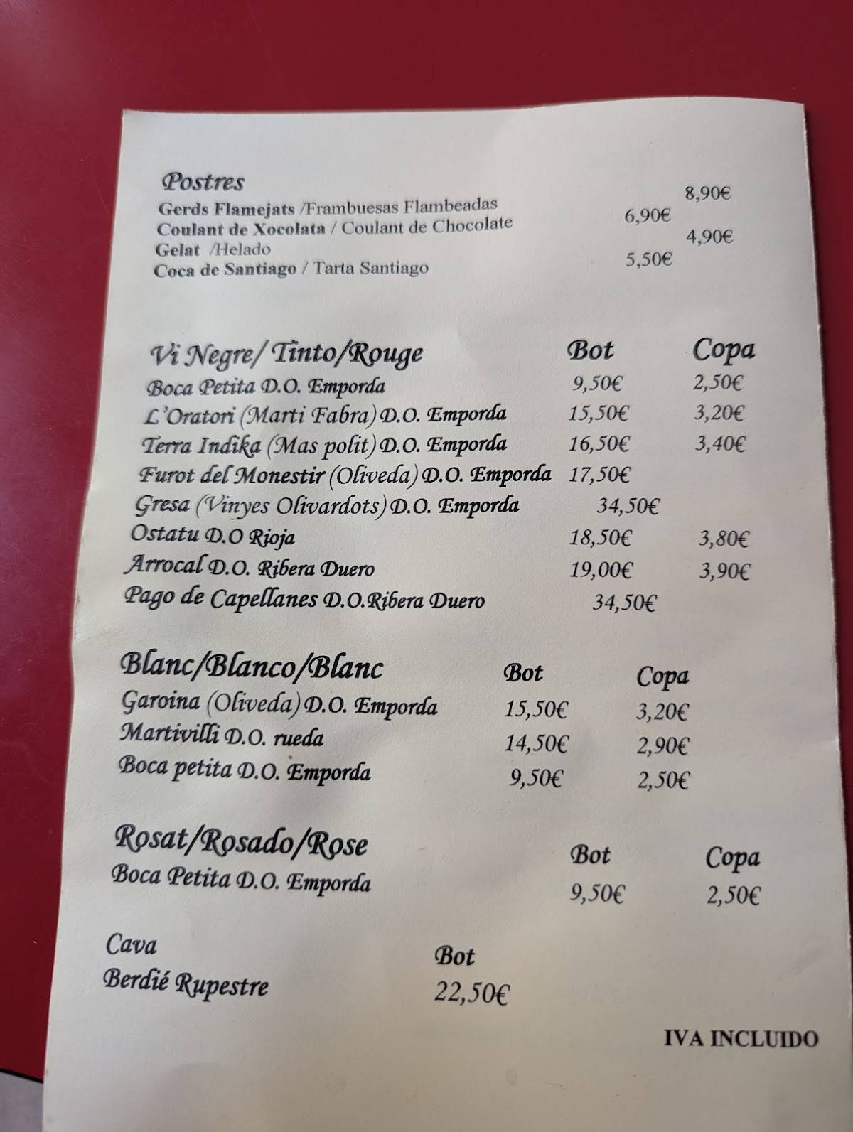Restaurant Ca la Sogra меню