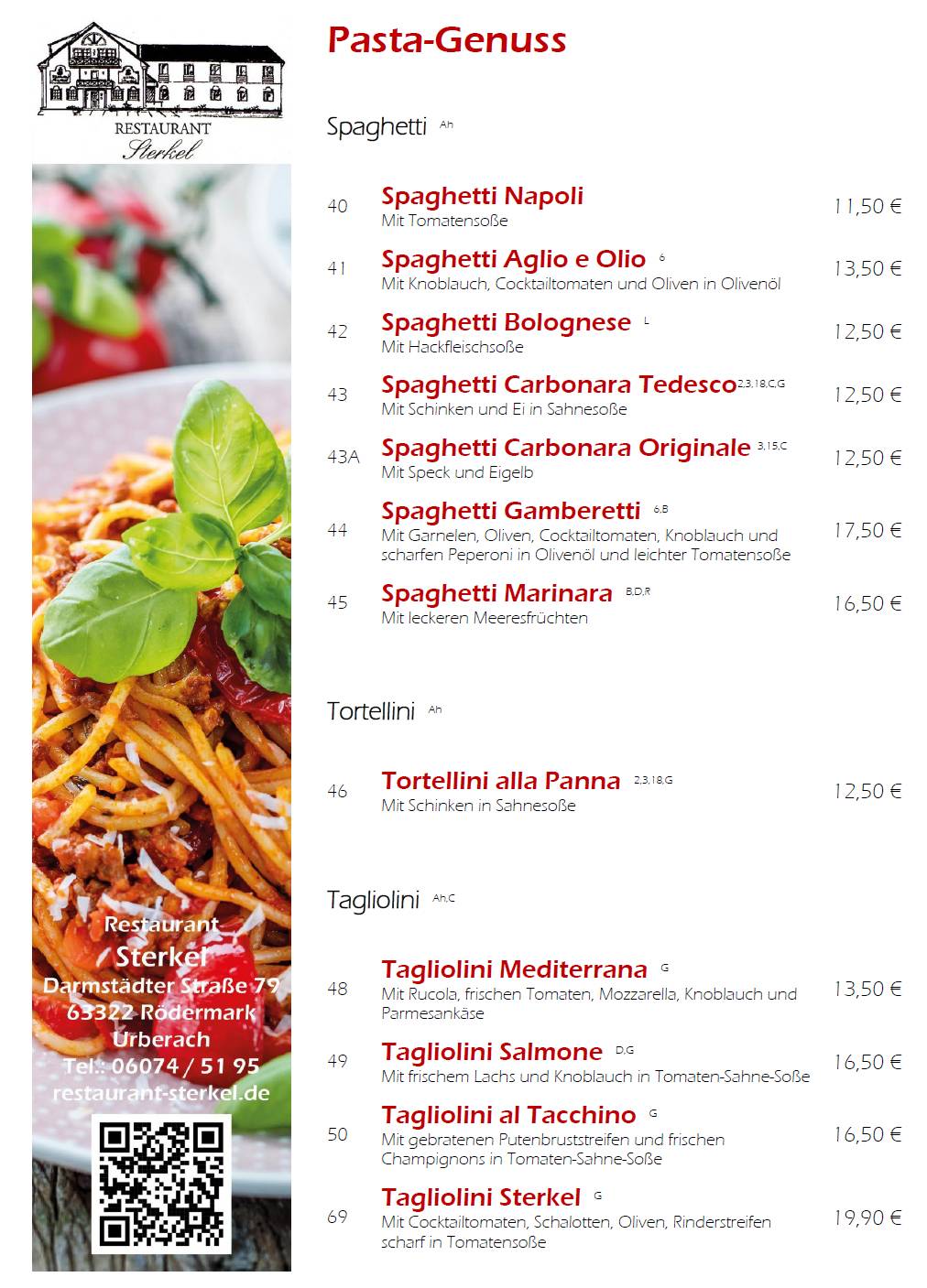 Restaurant Sterkel меню