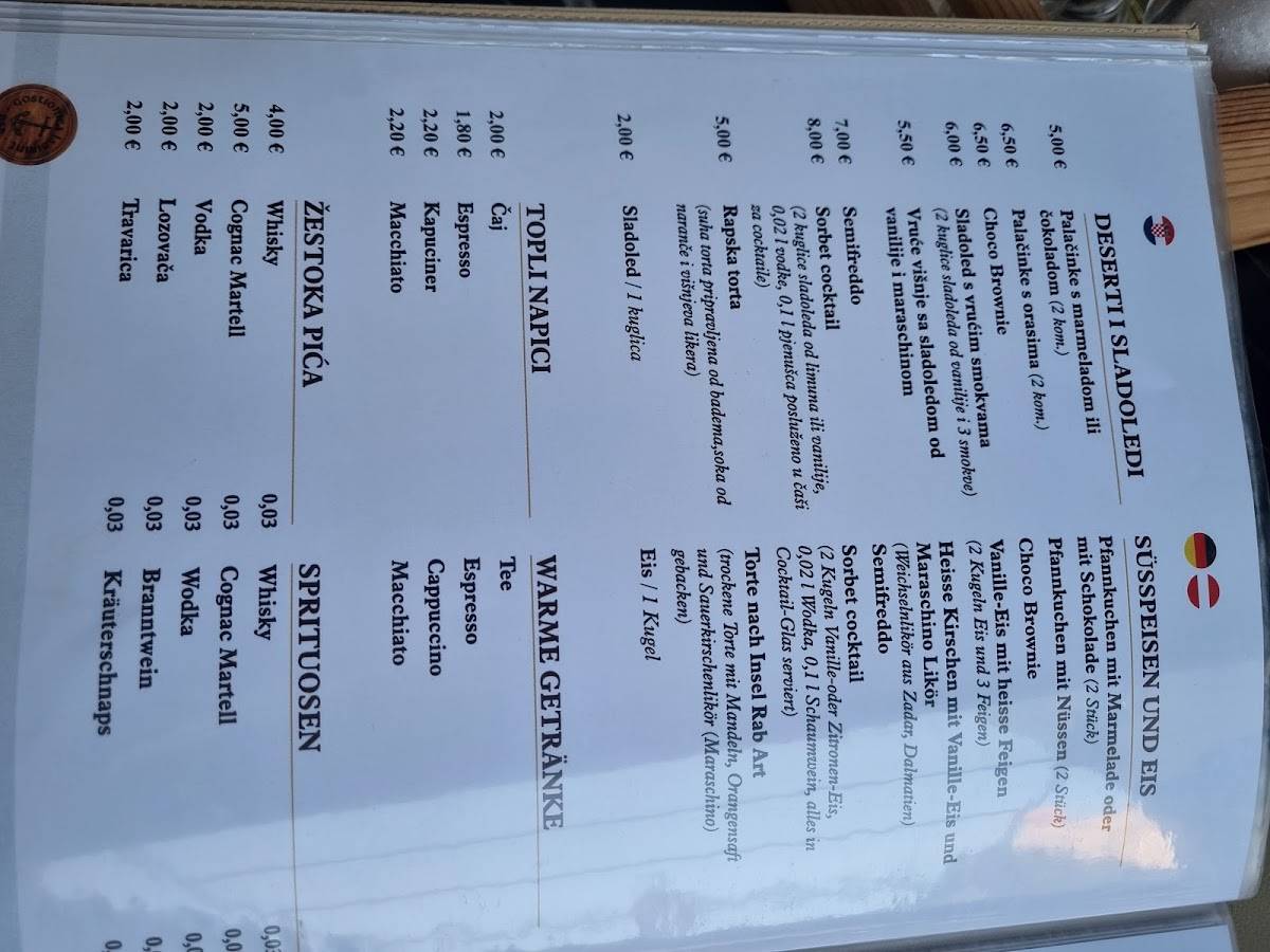 Restoran Labirint меню