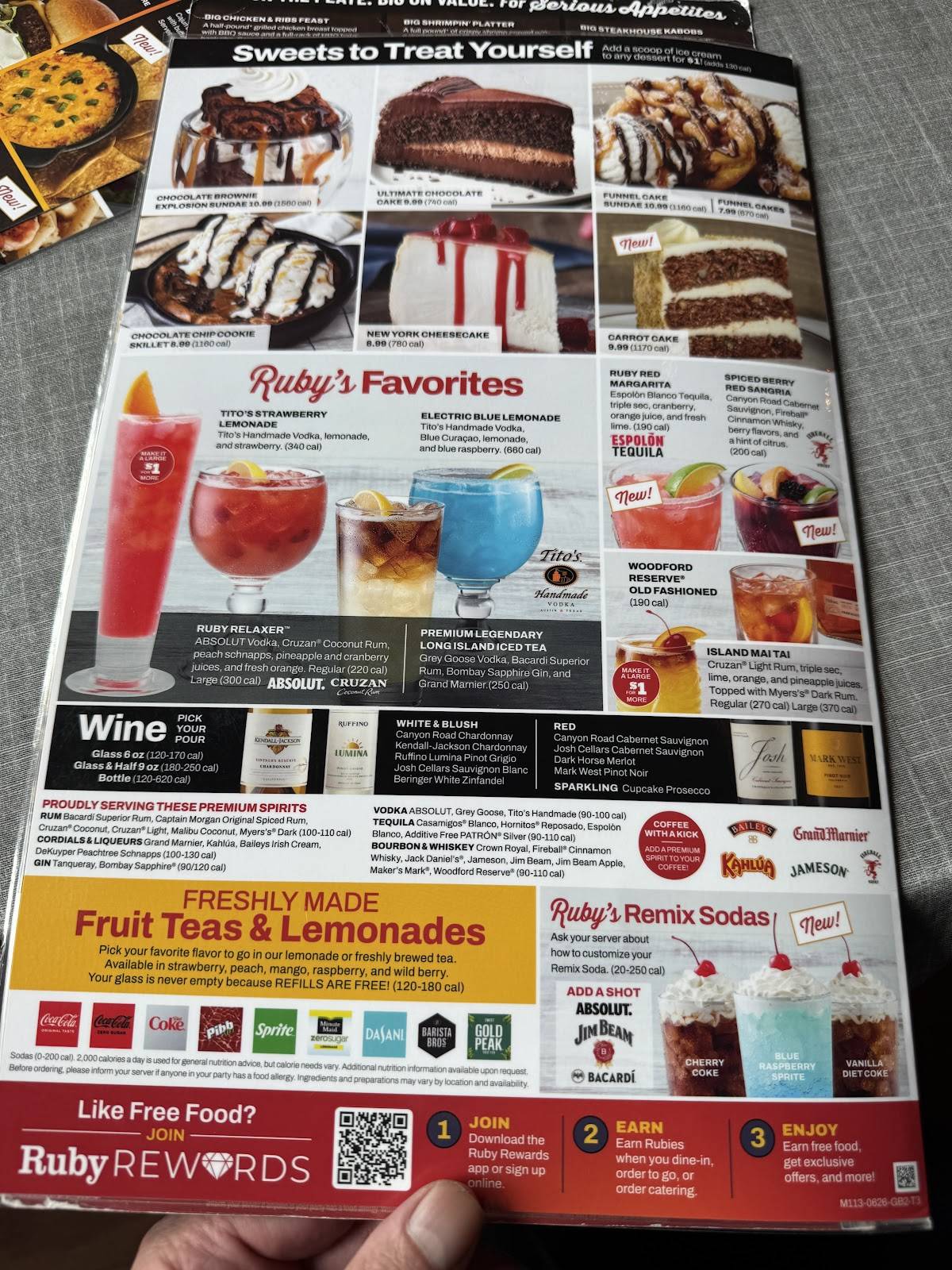 Ruby Tuesday меню