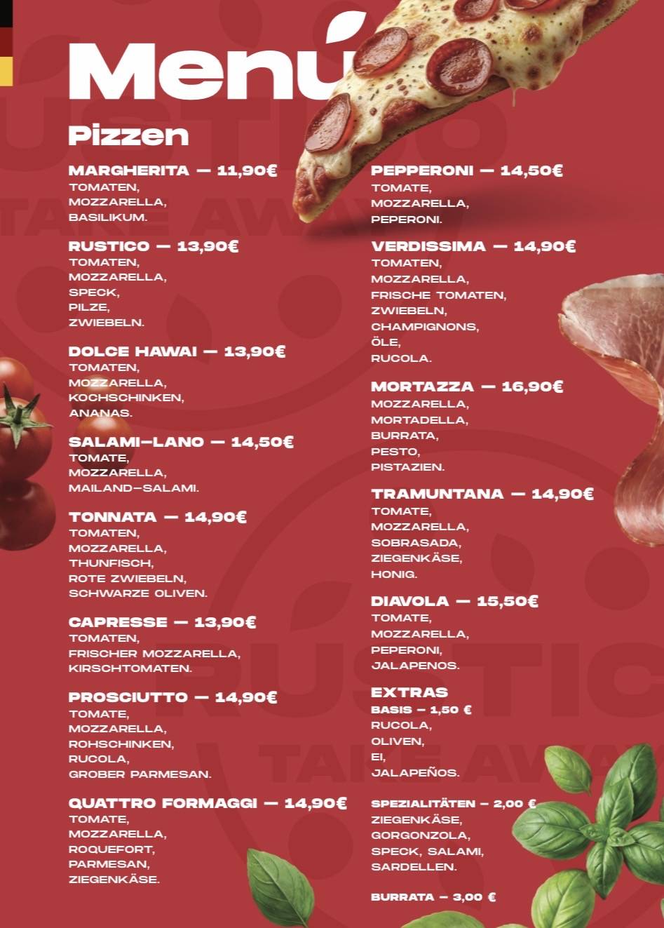 Rustico Italian Restaurant / Takeaway меню