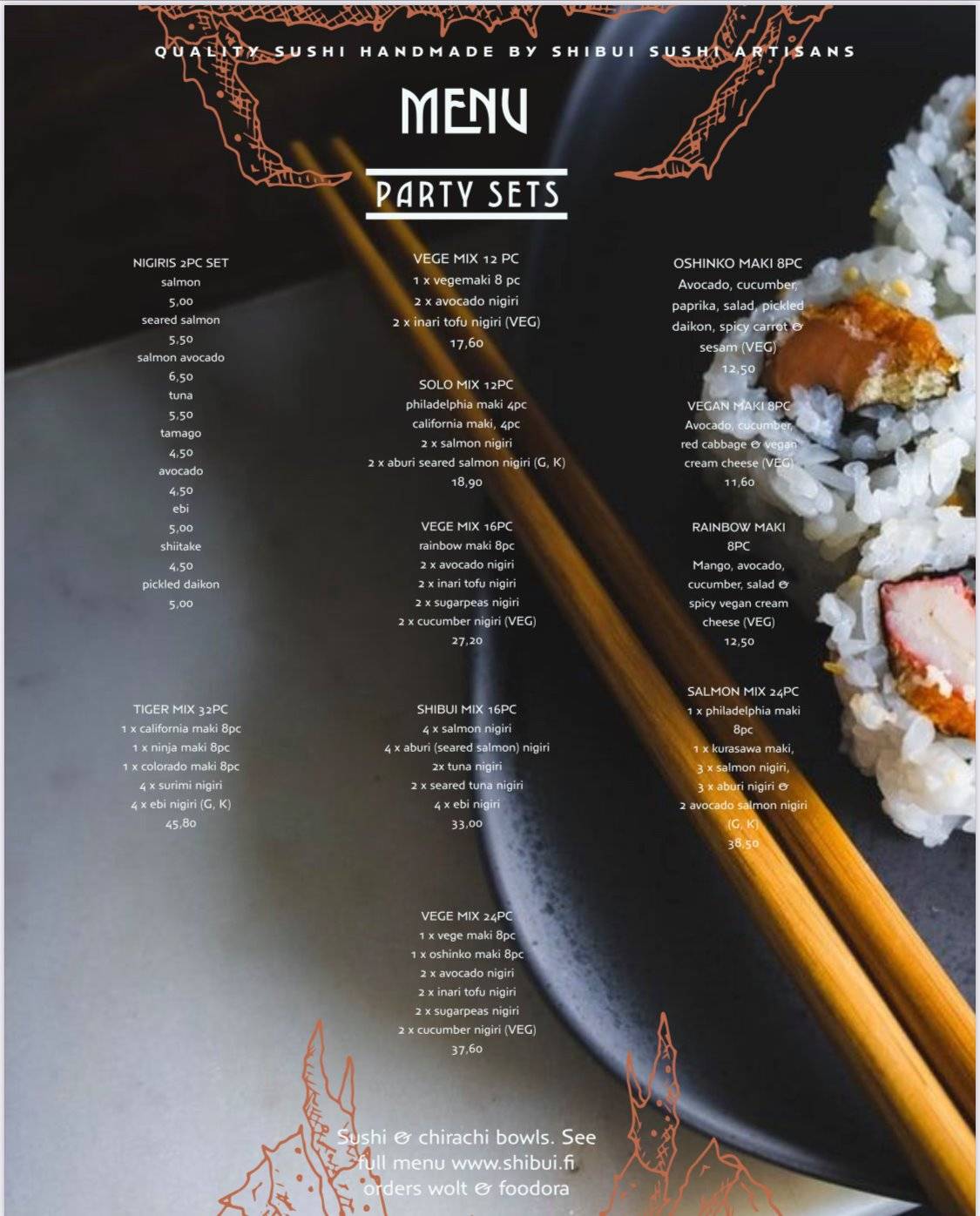 Restaurant Shibui Sushi меню