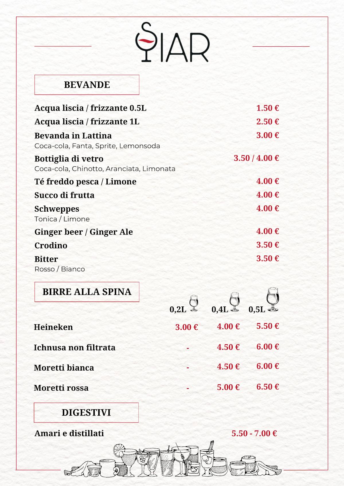Siar Ristorante Bistrot меню