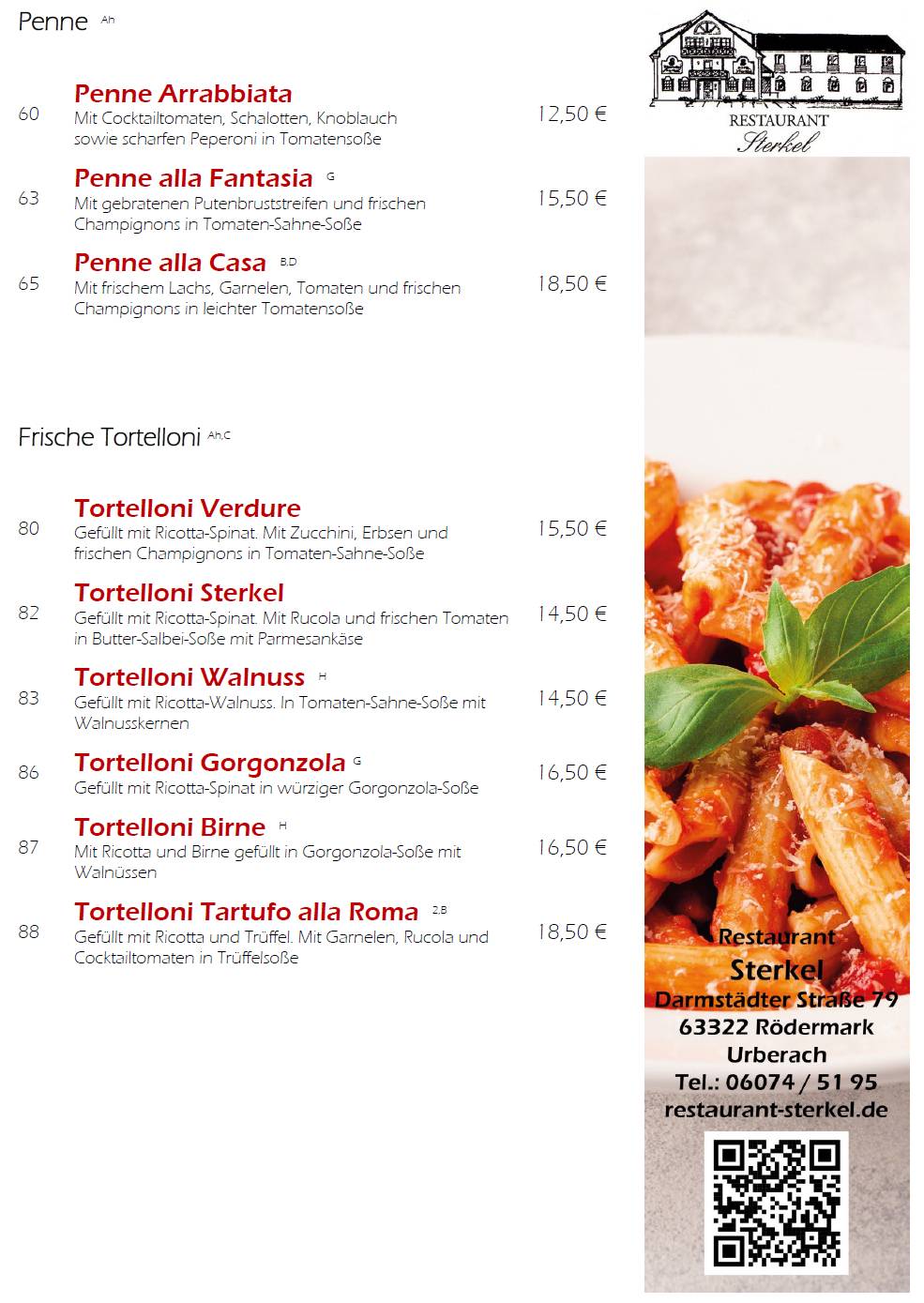 Restaurant Sterkel меню