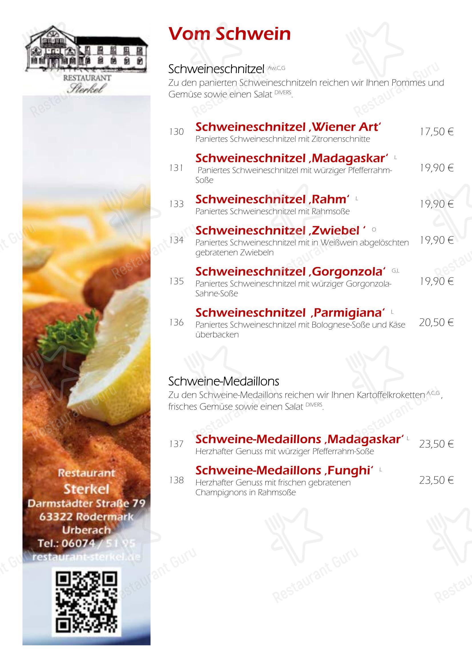 Меню напитков ресторана Restaurant Sterkel