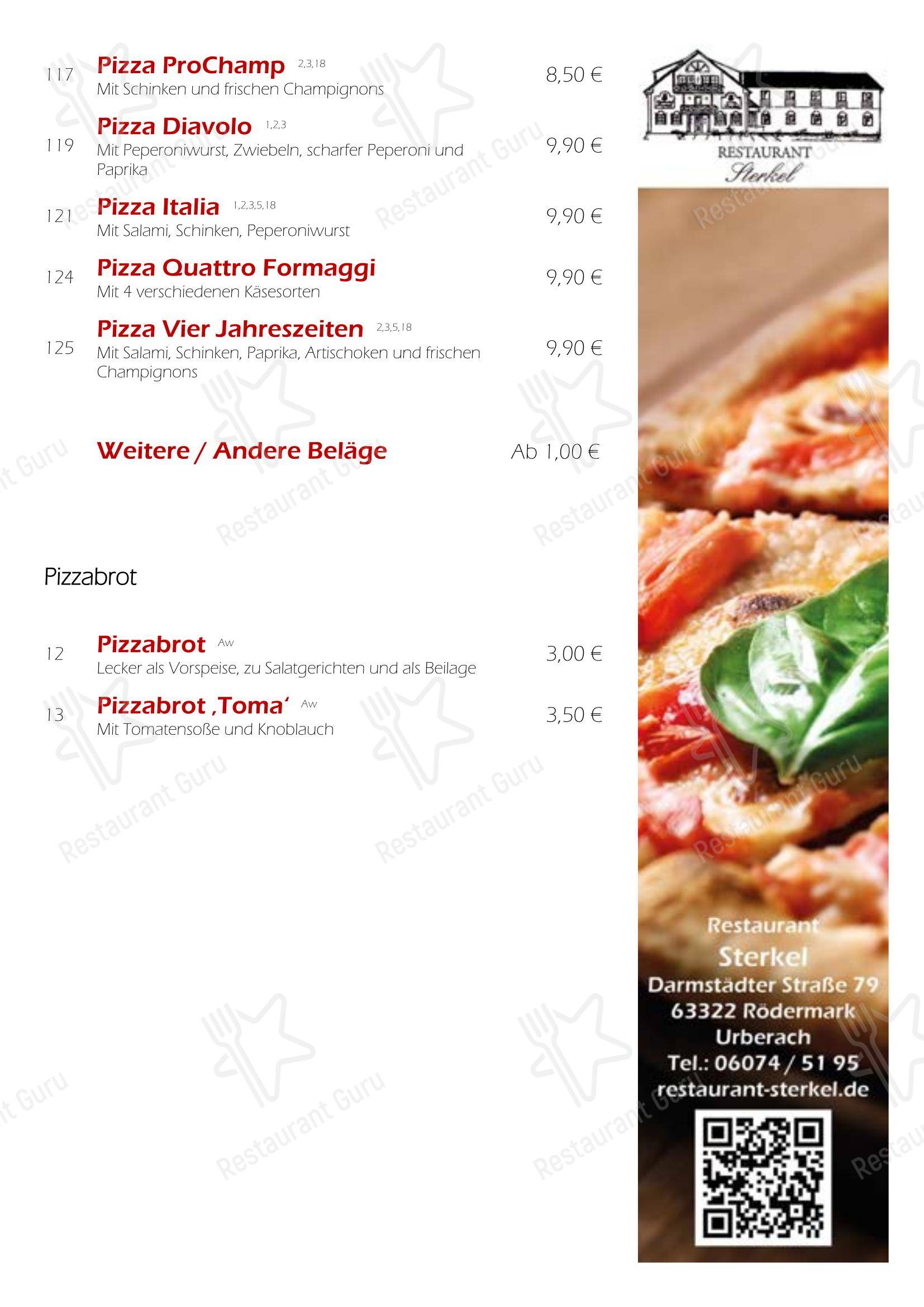 Меню напитков ресторана Restaurant Sterkel в Рёдермарке